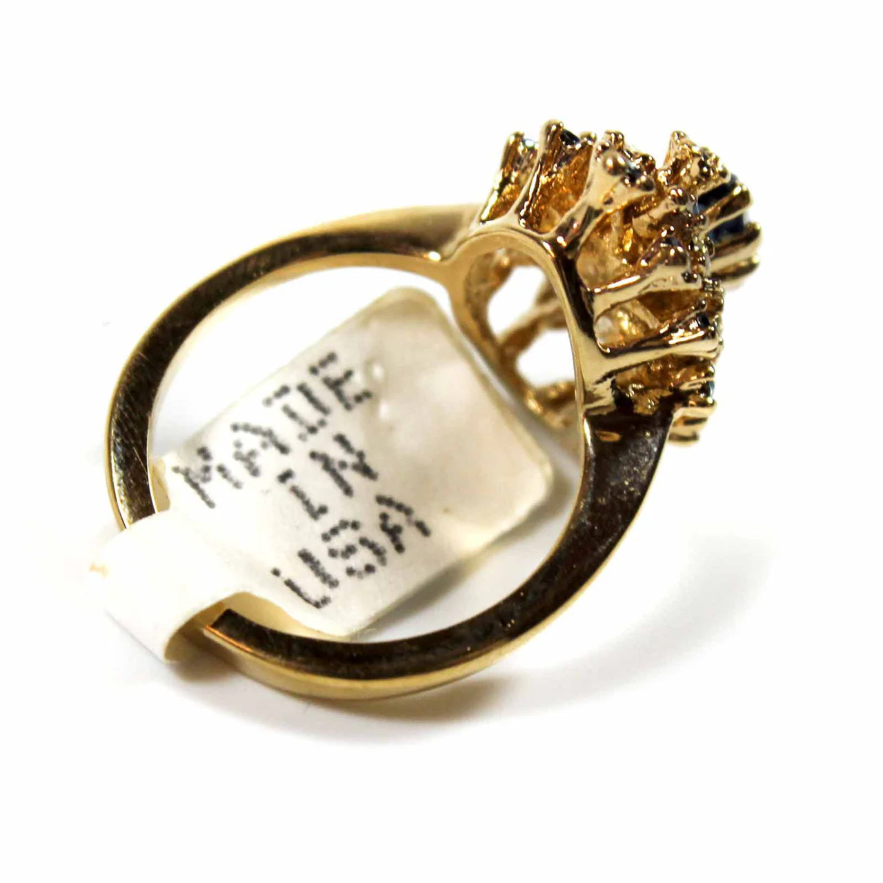 Vintage Ring Genuine Opal with Clear and Ruby Austrian Crystals 18kt Yellow Gold Electroplated by PVD Vintage Jewelry - Image 21