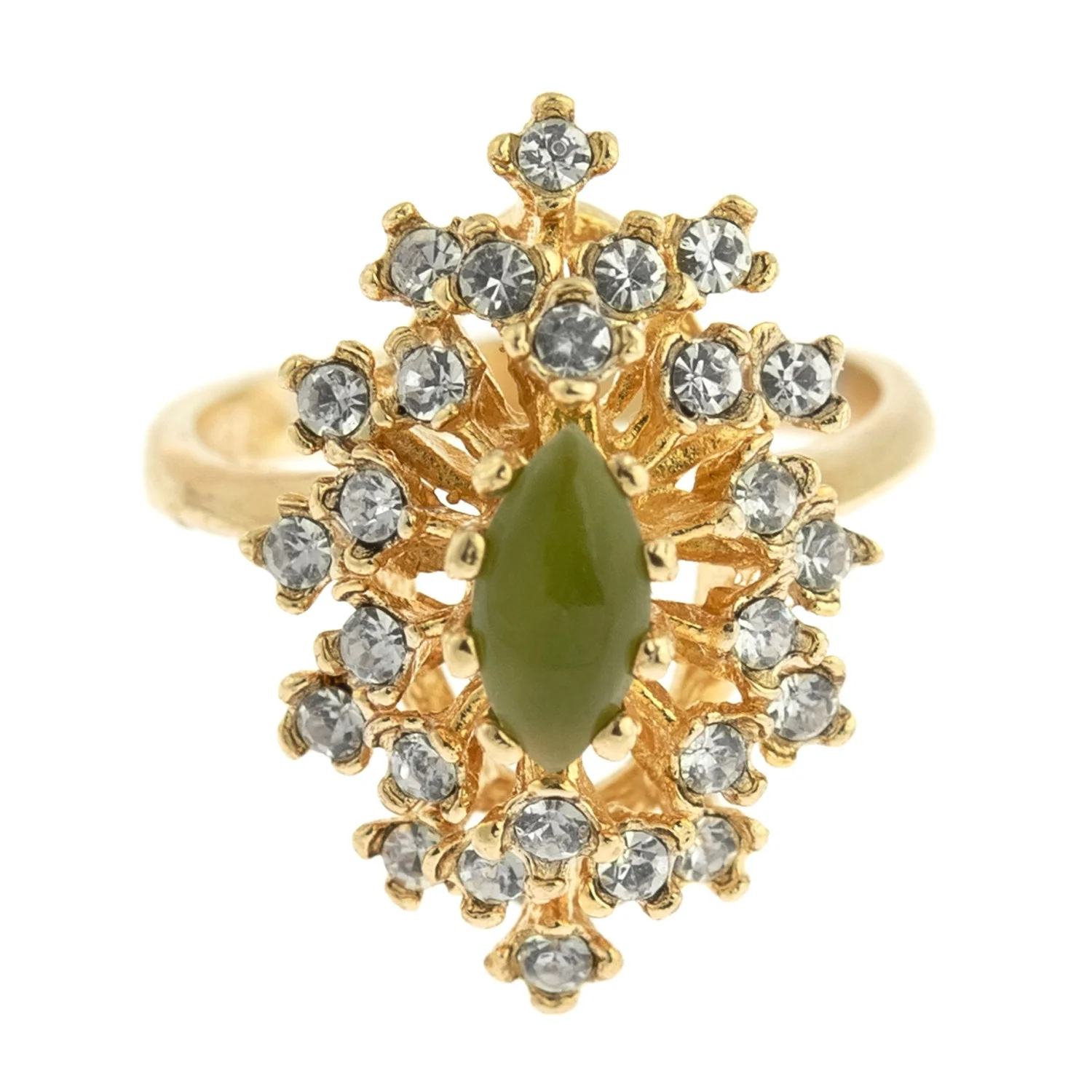 Vintage Ring Genuine Opal with Clear and Ruby Austrian Crystals 18kt Yellow Gold Electroplated by PVD Vintage Jewelry - Image 33