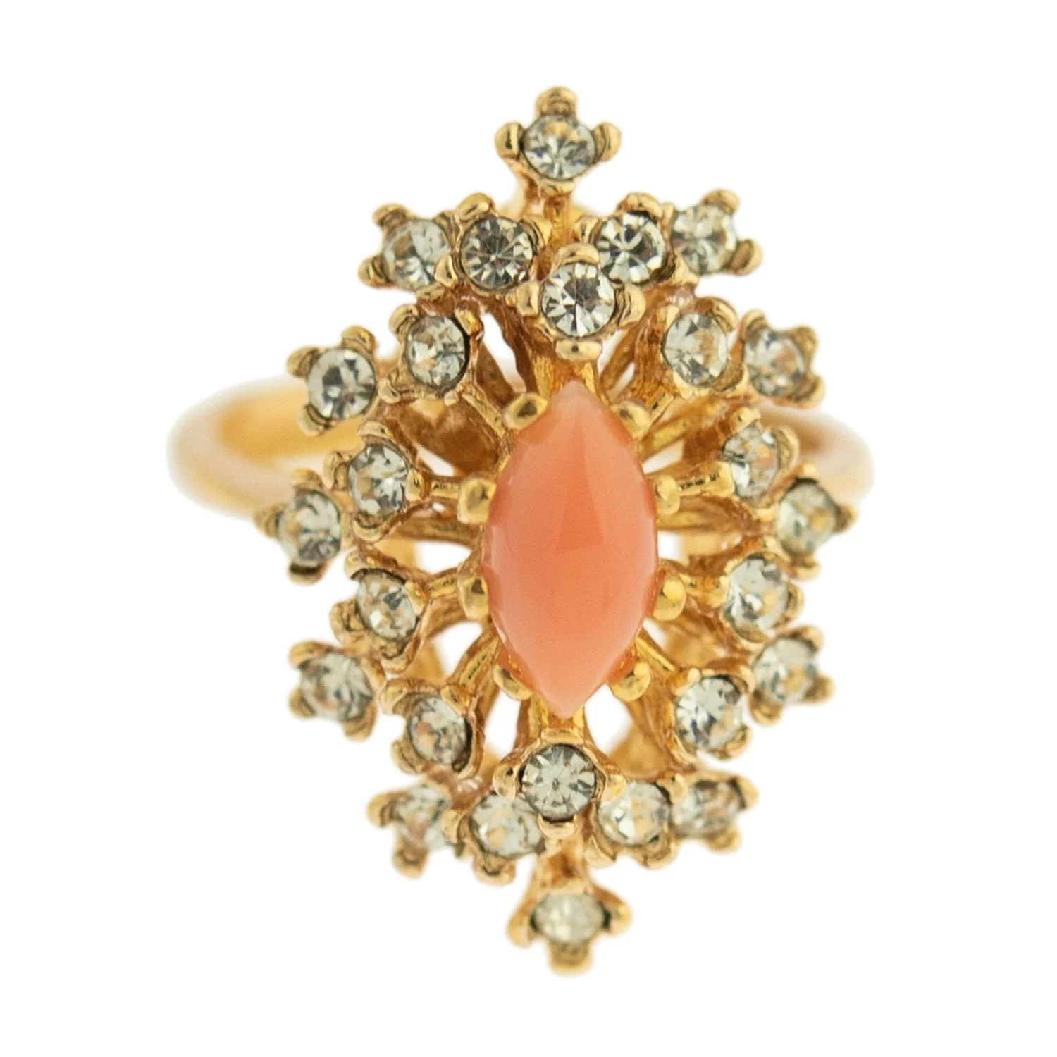 Vintage Ring Genuine Opal with Clear and Ruby Austrian Crystals 18kt Yellow Gold Electroplated by PVD Vintage Jewelry - Image 39