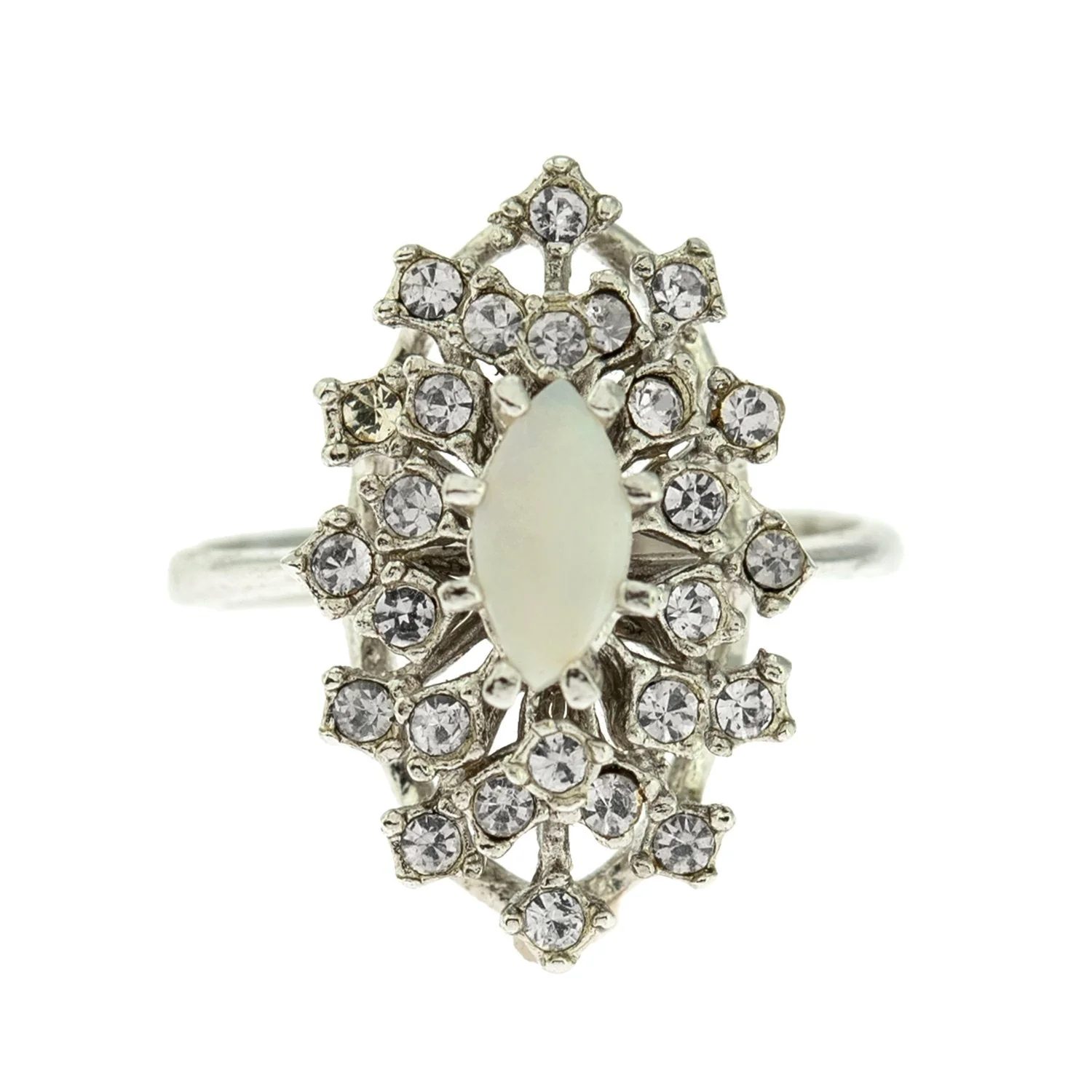 Vintage Ring Genuine Opal with Clear and Ruby Austrian Crystals 18kt Yellow Gold Electroplated by PVD Vintage Jewelry - Image 56