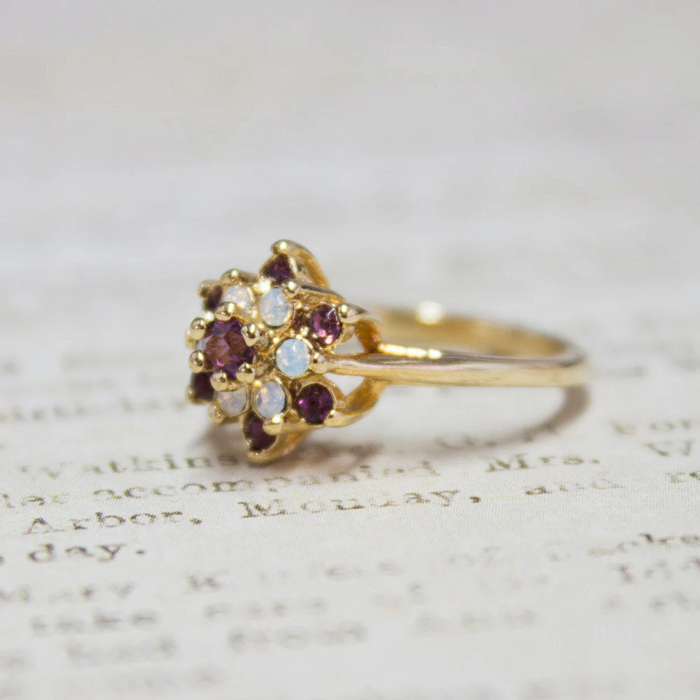 Vintage Rose and Amethyst Austrian Crystal Star Ring 18k Yellow Gold Electroplate Made in the USA by PVD Vintage Jewelry - Image 18