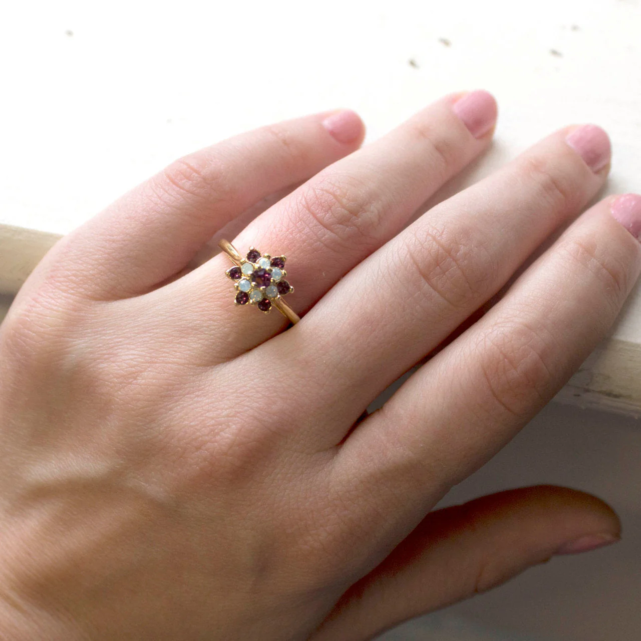 Vintage Rose and Amethyst Austrian Crystal Star Ring 18k Yellow Gold Electroplate Made in the USA by PVD Vintage Jewelry - Image 19