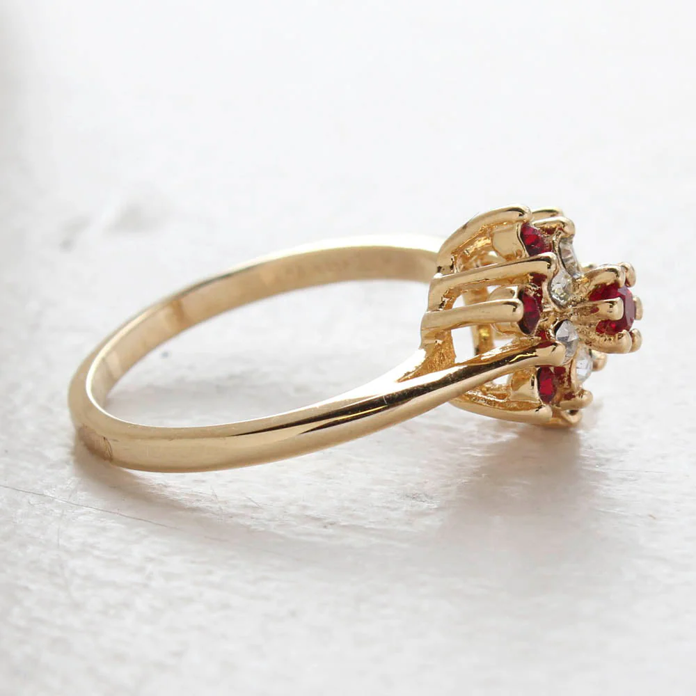 Vintage Rose and Amethyst Austrian Crystal Star Ring 18k Yellow Gold Electroplate Made in the USA by PVD Vintage Jewelry - Image 8