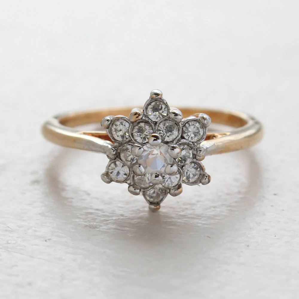 Vintage Rose and Amethyst Austrian Crystal Star Ring 18k Yellow Gold Electroplate Made in the USA by PVD Vintage Jewelry - Image 9