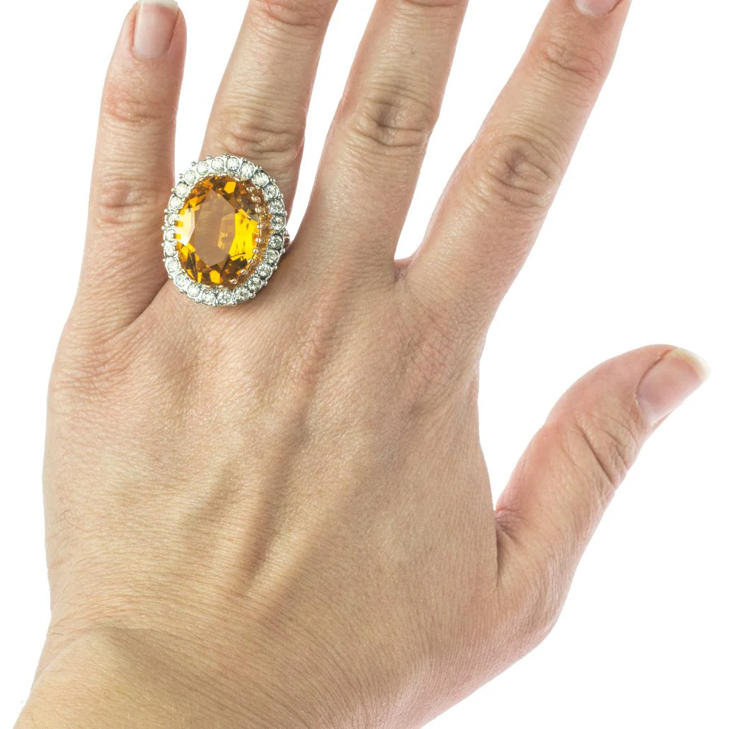 Vintage Women's Statement Crystal Cocktail Ring 18k Gold Electroplated by PVD Vintage Jewelry - Image 8