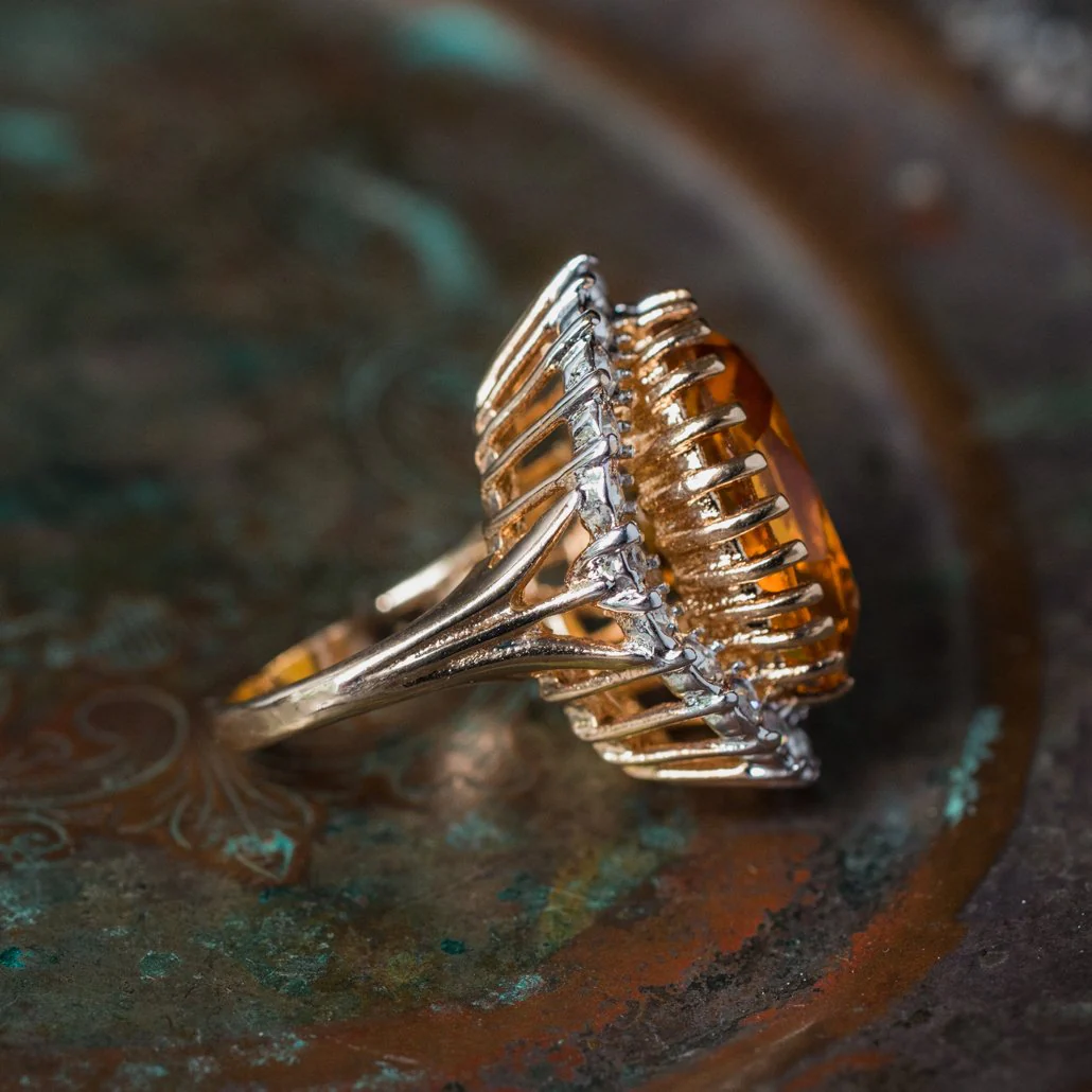 Vintage Women's Statement Crystal Cocktail Ring 18k Gold Electroplated by PVD Vintage Jewelry - Image 9
