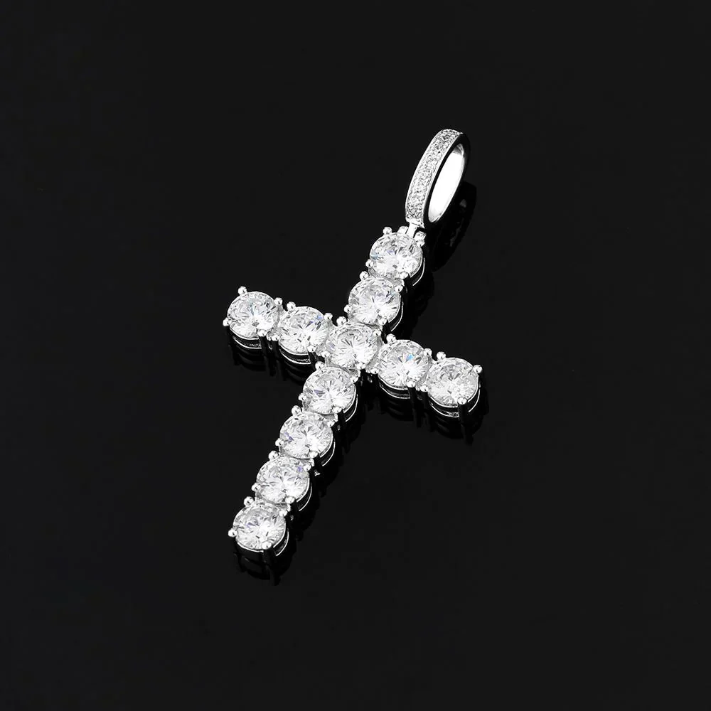 VVS Moissanite Solid Silver Cross Pendant in White Gold by Bling Proud | Urban Jewelry Online Store - Image 2