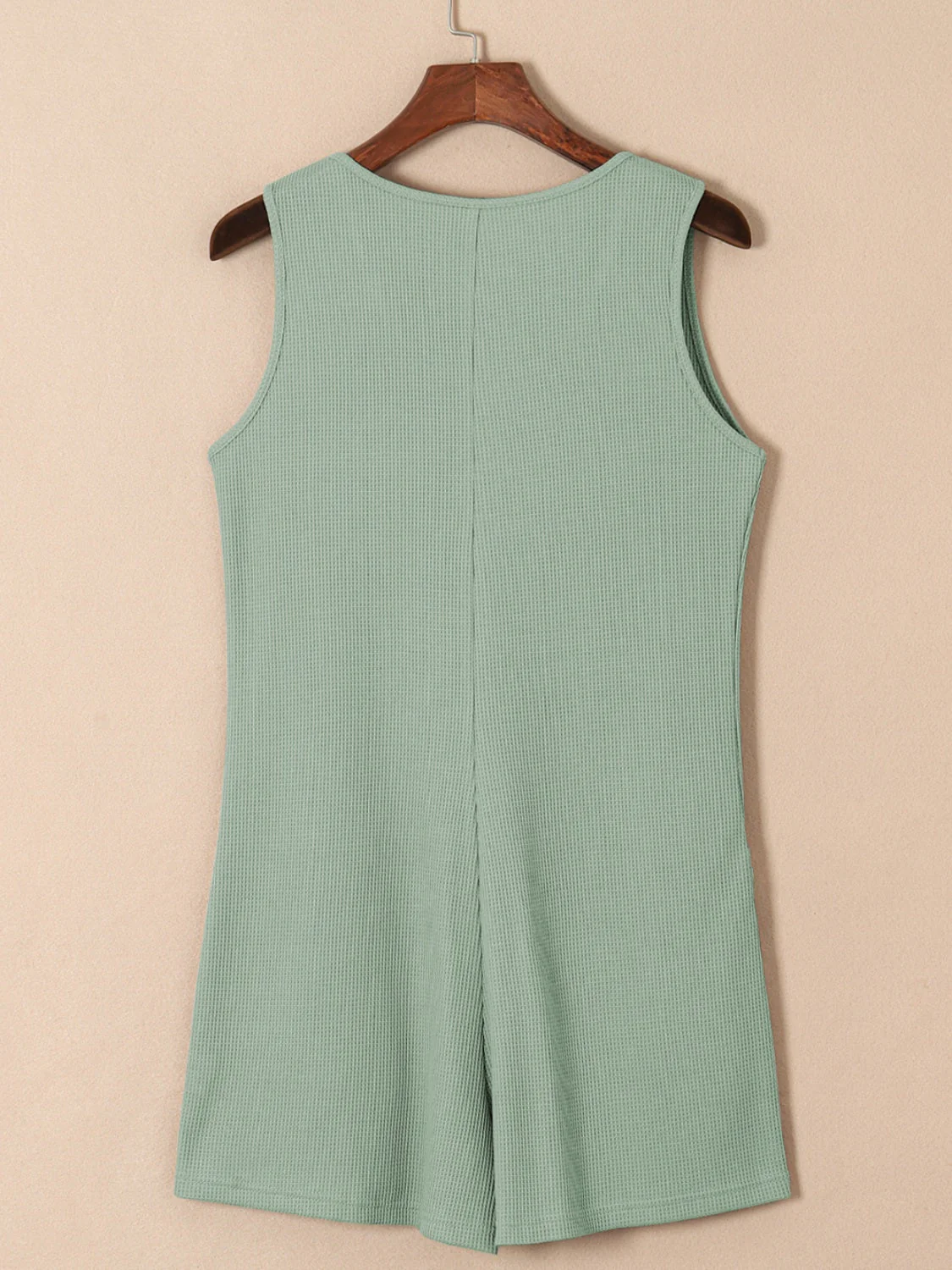 Waffle-Knit Half Button Sleeveless Romper with Pockets - Image 18