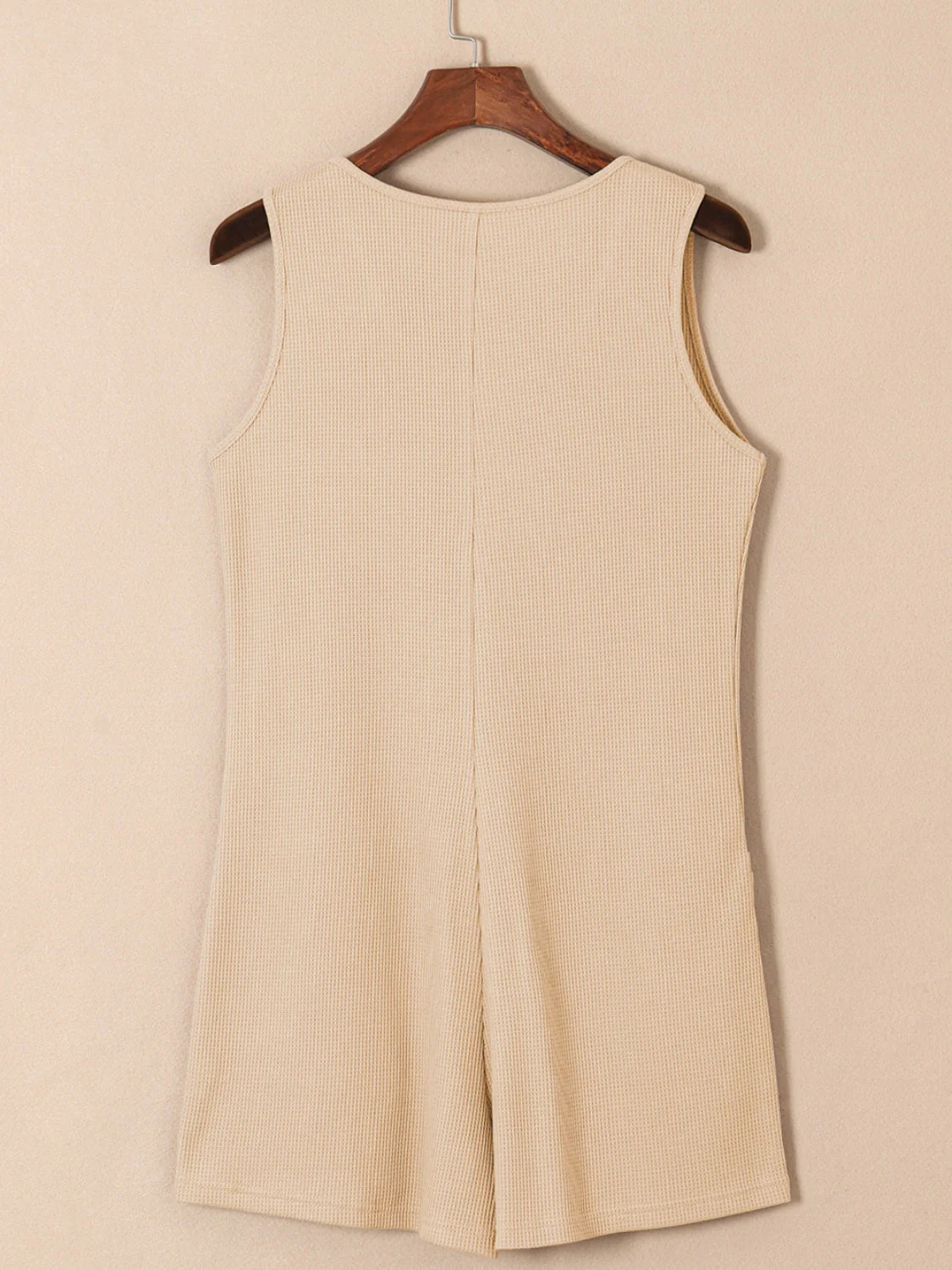 Waffle-Knit Half Button Sleeveless Romper with Pockets - Image 22