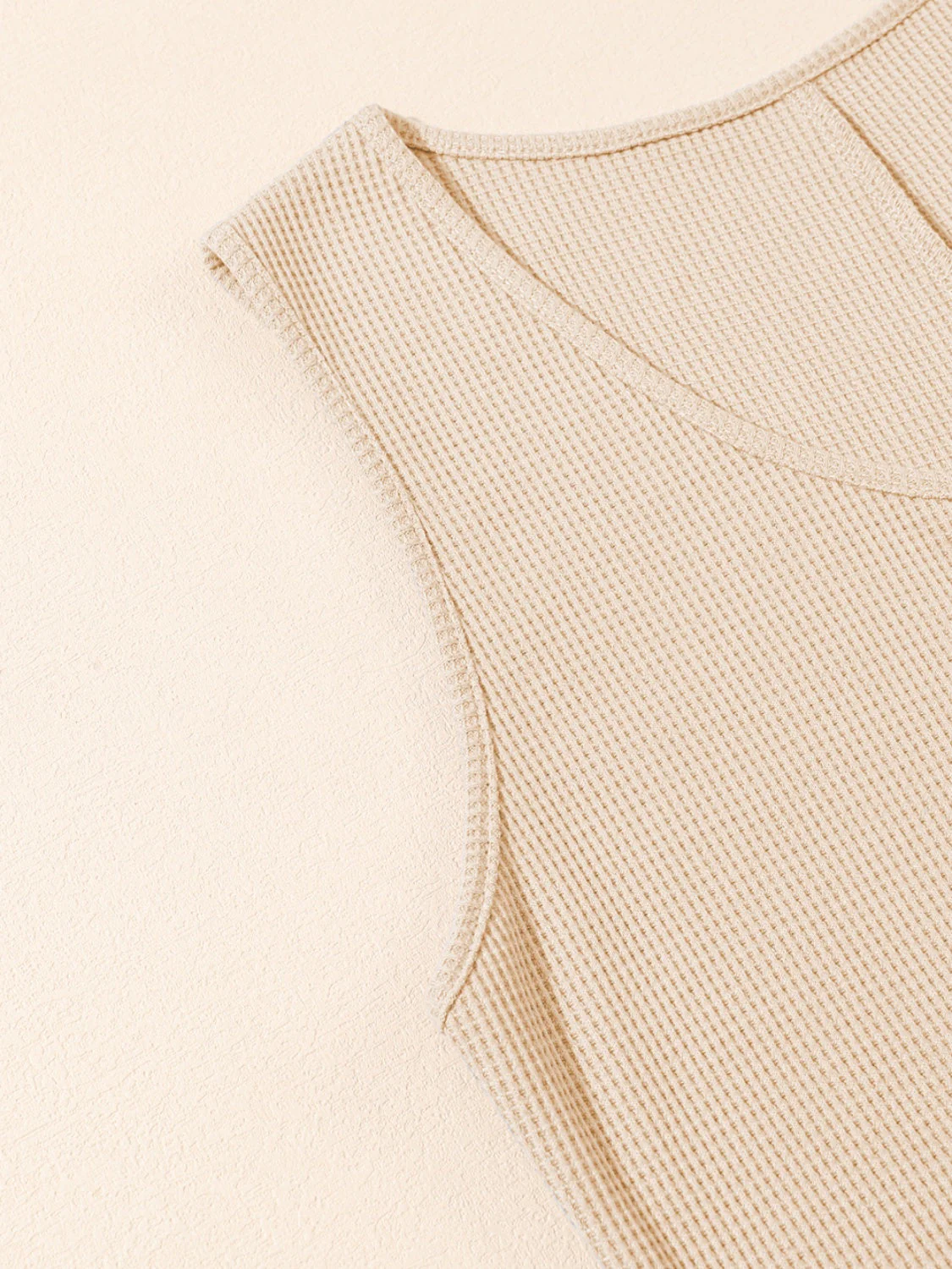 Waffle-Knit Half Button Sleeveless Romper with Pockets - Image 24