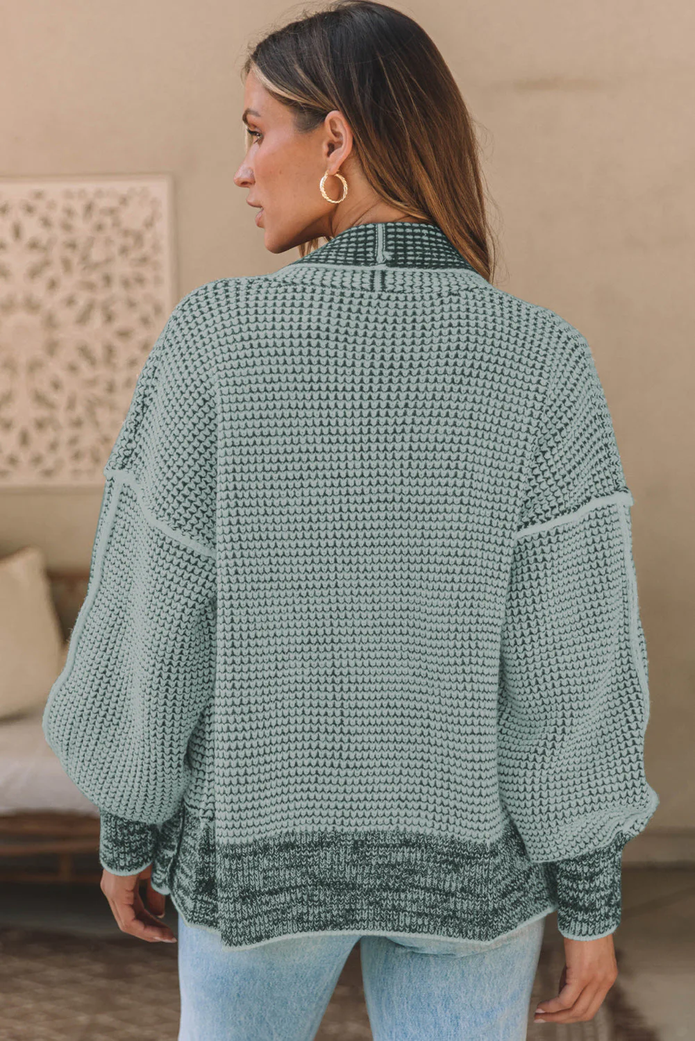 Waffle-knit Pocketed Open Front Cardigan - Image 11