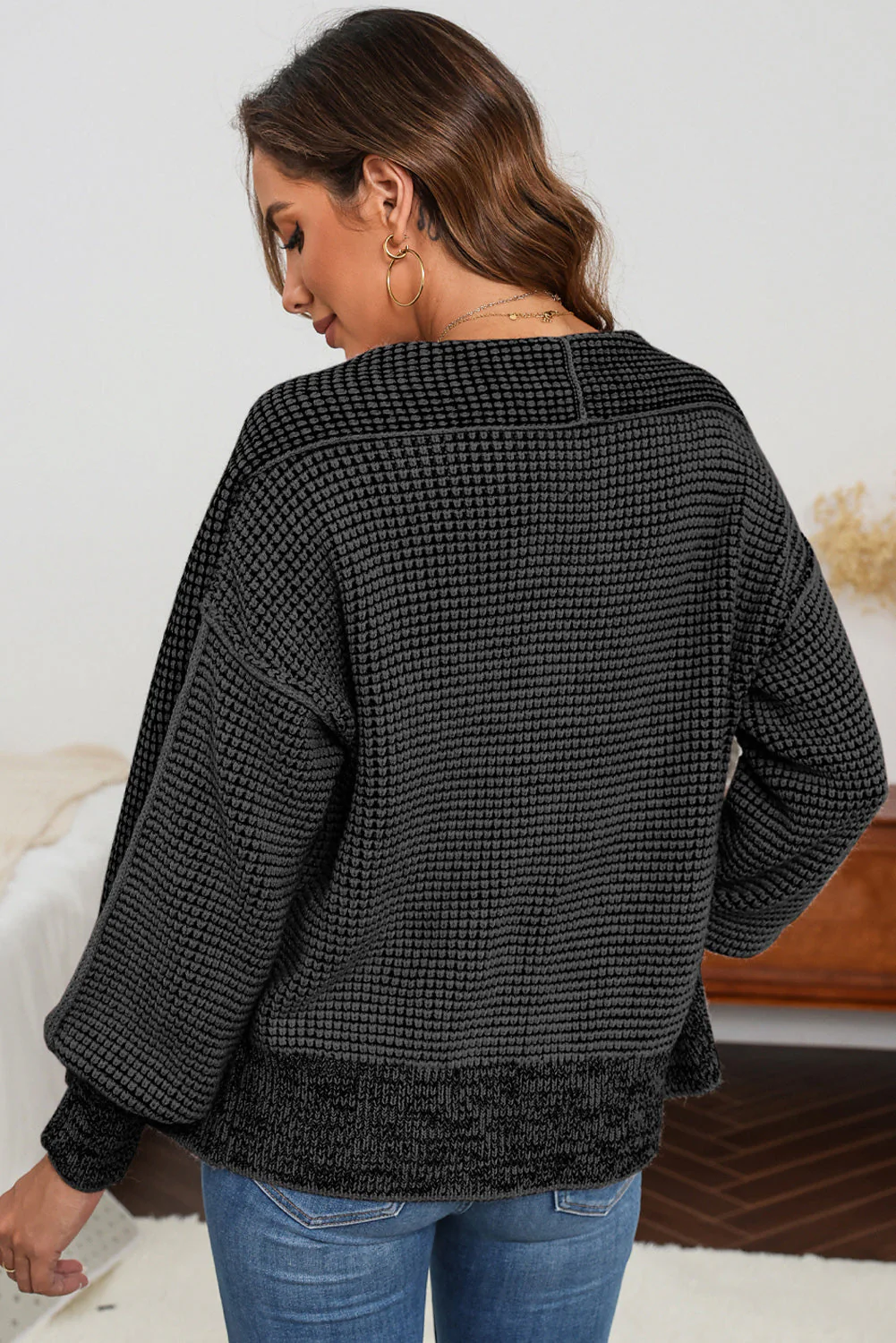 Waffle-knit Pocketed Open Front Cardigan - Image 18