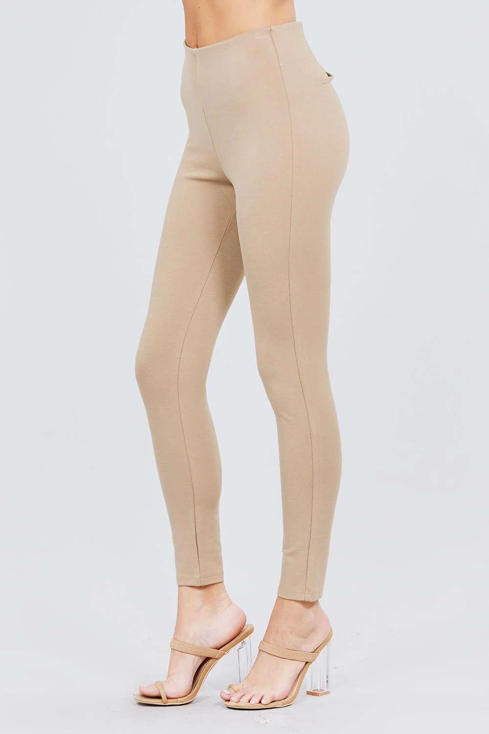 Waist Elastic Band Ponte Pants - Image 3