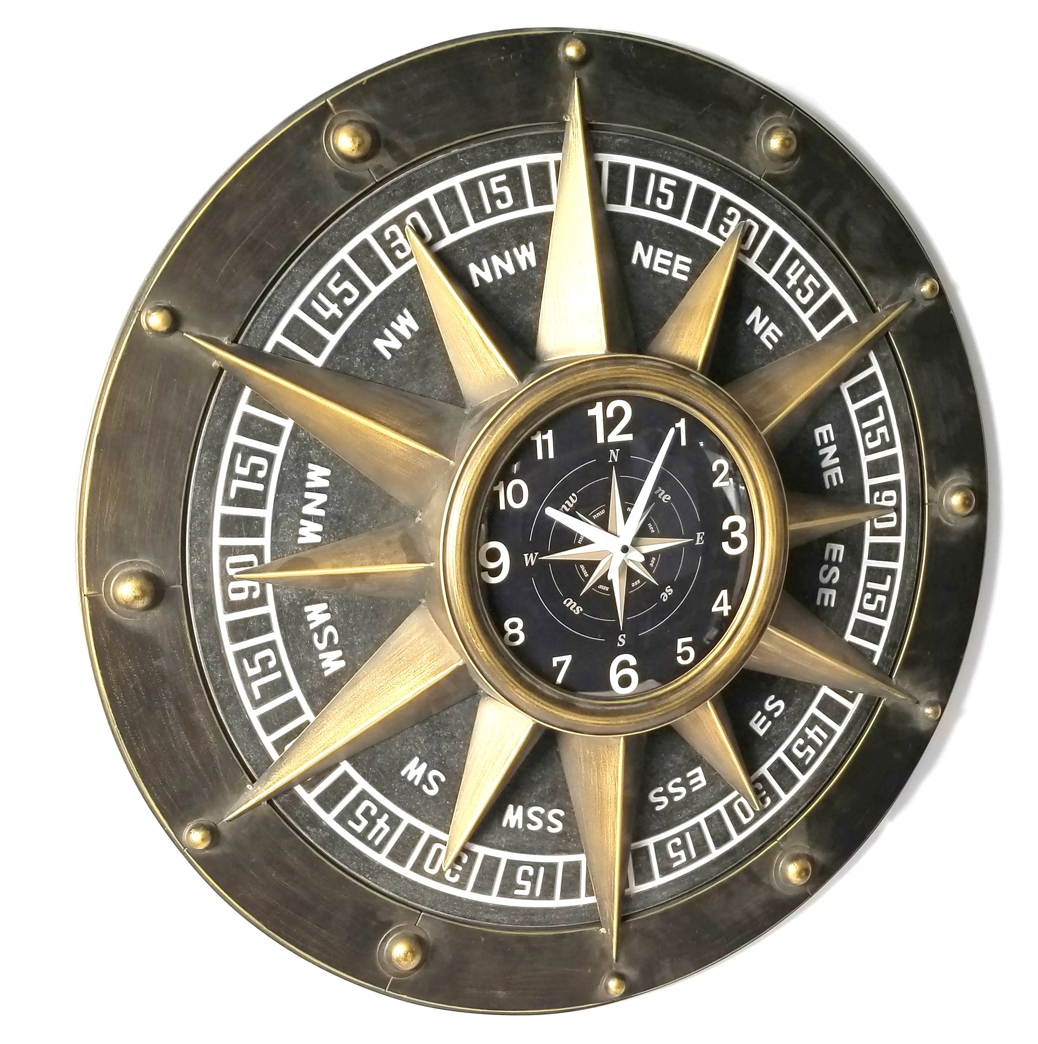 Wall clock - Compass Metal Wall Clock by Peterson Housewares & Artwares - Image 3