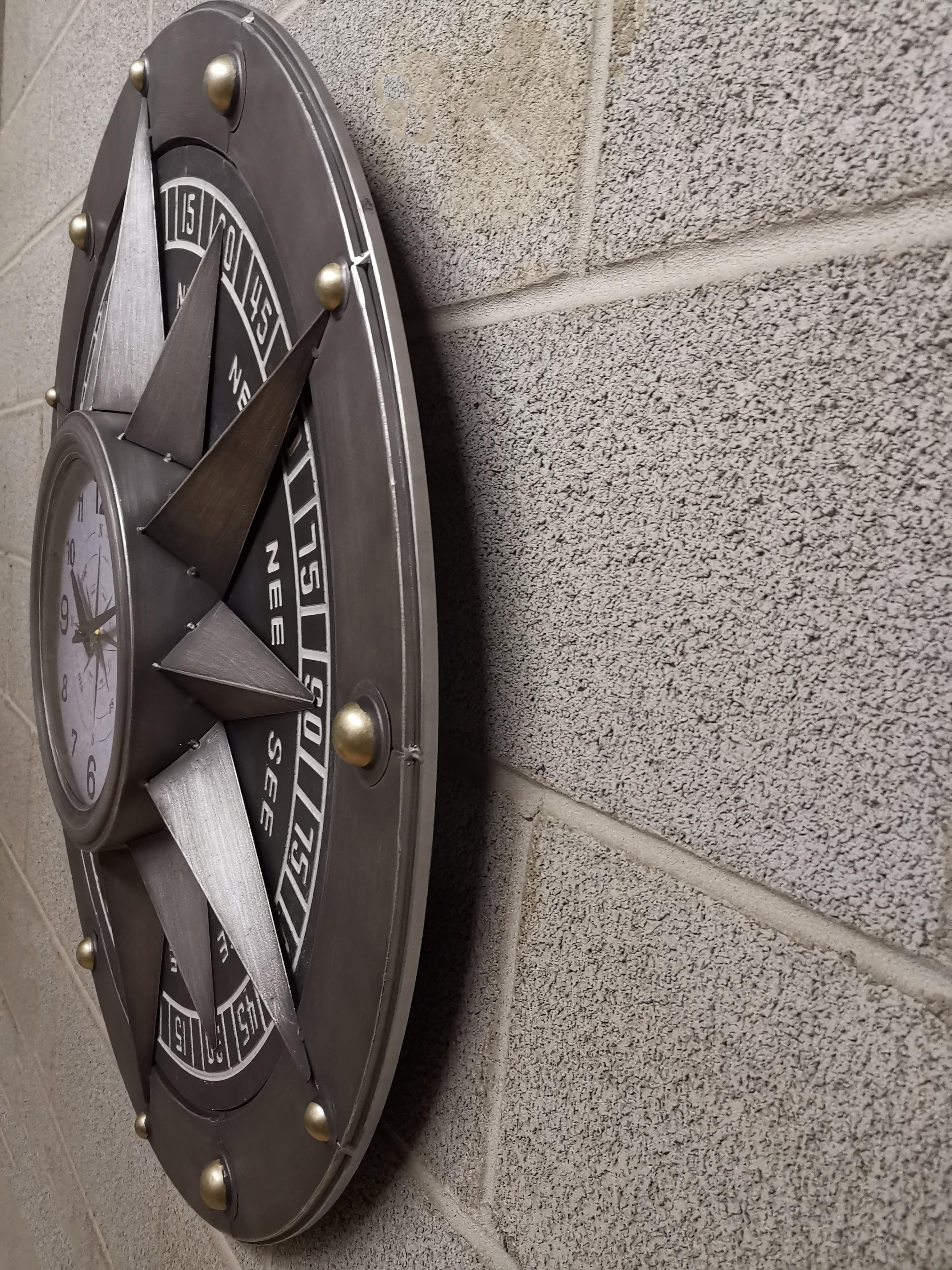 Wall clock - Compass Metal Wall Clock by Peterson Housewares & Artwares - Image 6