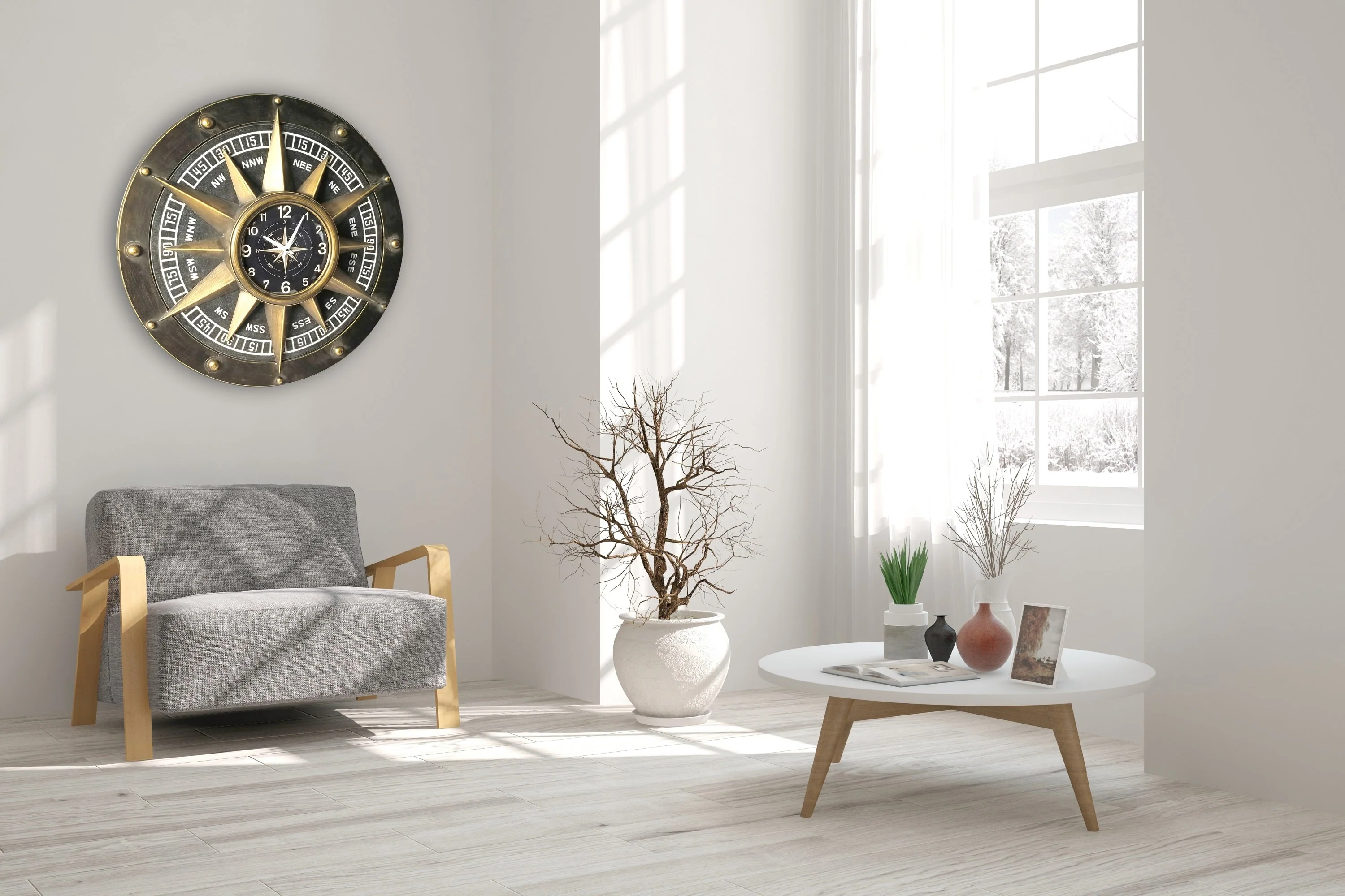 Wall clock - Compass Metal Wall Clock by Peterson Housewares & Artwares - Image 8