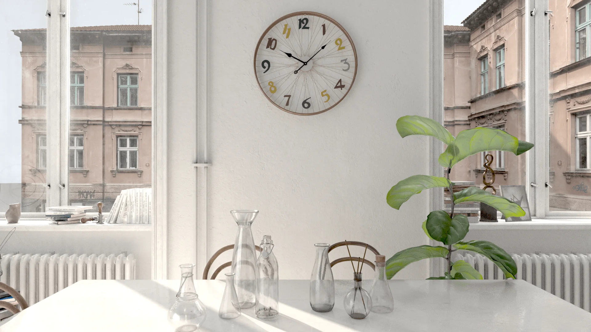 Wall clock - Modern Metal Wall Clock, Coloured Roman Number by Peterson Housewares & Artwares - Image 3