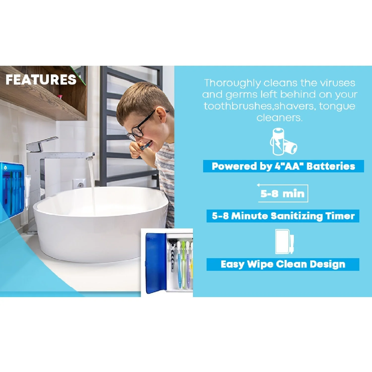 Wall Mountable Portable UV Toothbrush Sanitizer by Pursonic - Image 4