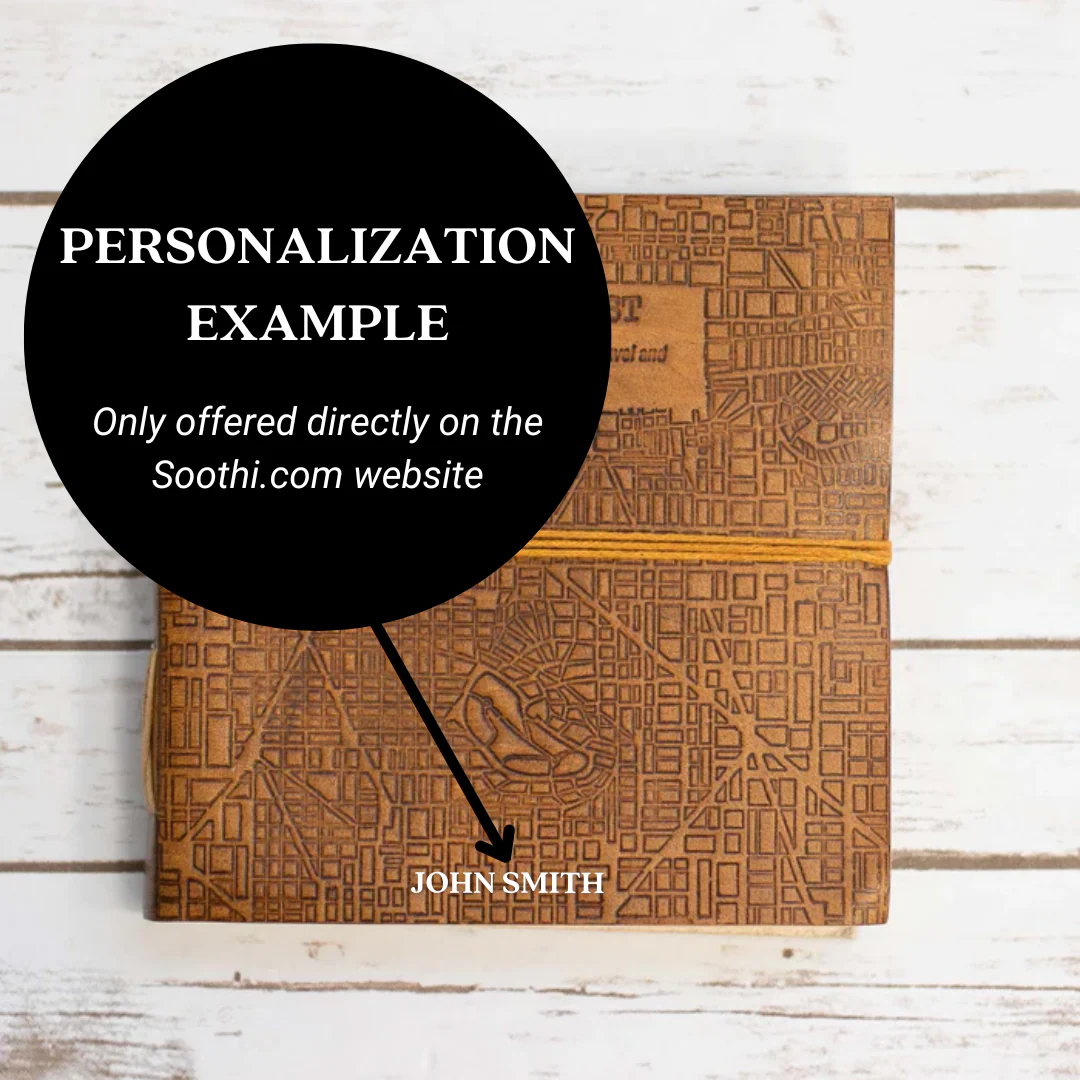 Wanderlust 7x7 Artist Handmade Leather Journal by Soothi - Image 4