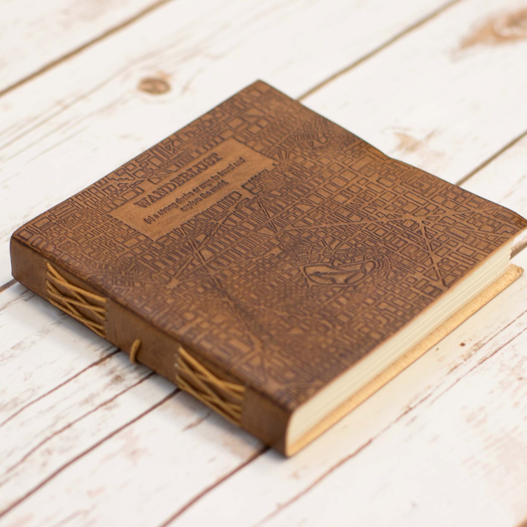 Wanderlust 7x7 Artist Handmade Leather Journal by Soothi - Image 6