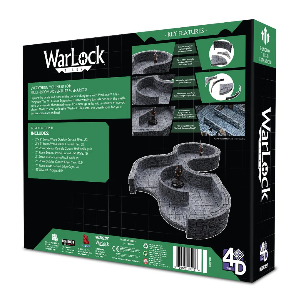 WarLock Tiles:  Dungeon Tiles III - Curves Expansion - Image 2