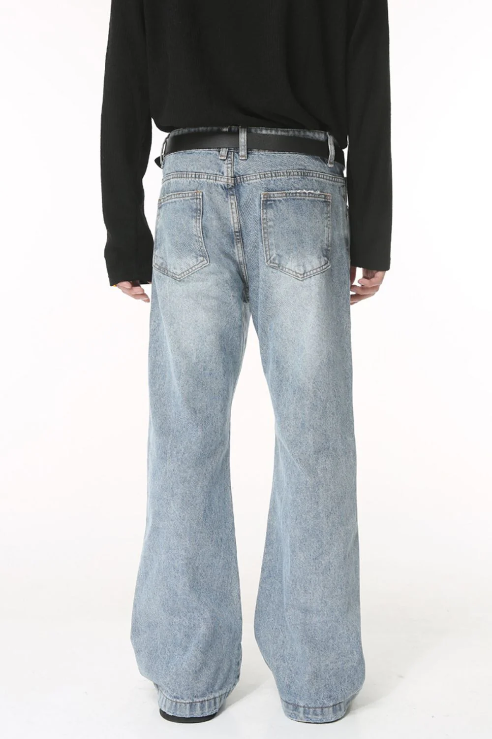 Washed Bootcut Men's Jeans with Pockets - Image 3