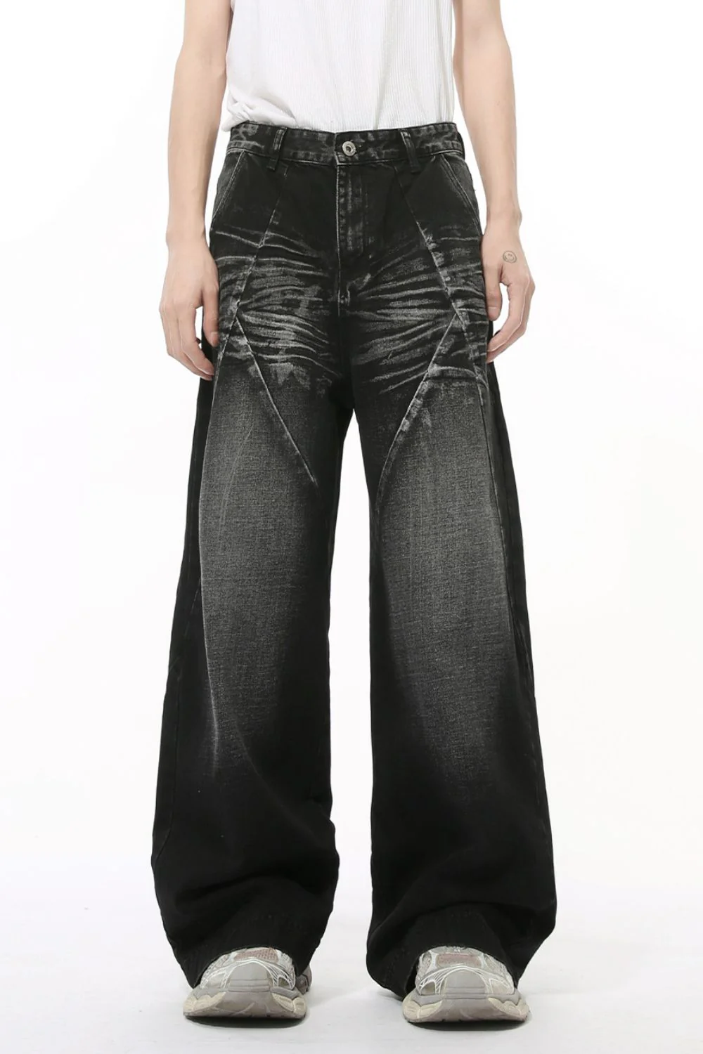 Washed Cat Whisker Straight Leg Jeans - Image 2