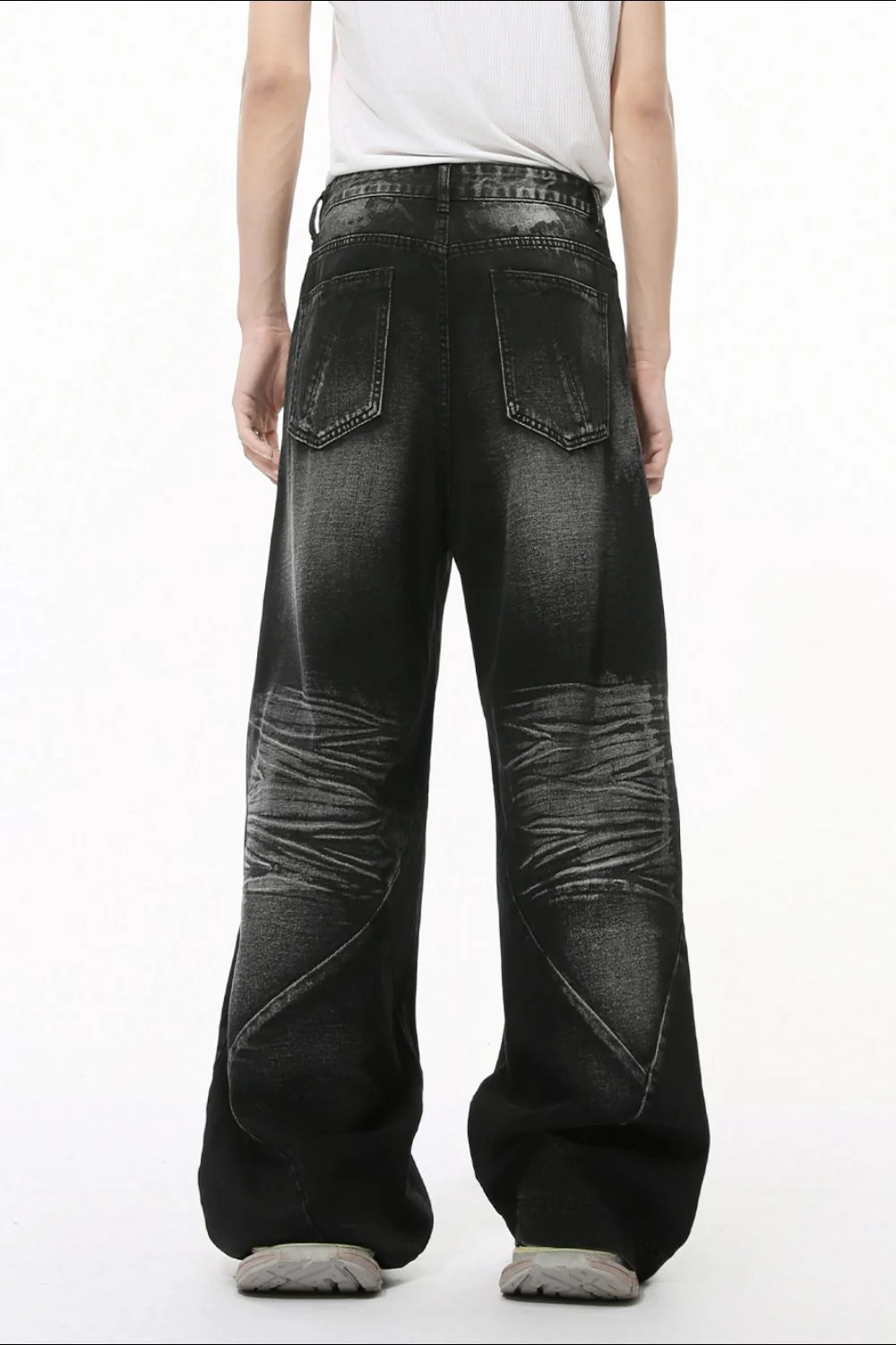 Washed Cat Whisker Straight Leg Jeans - Image 4