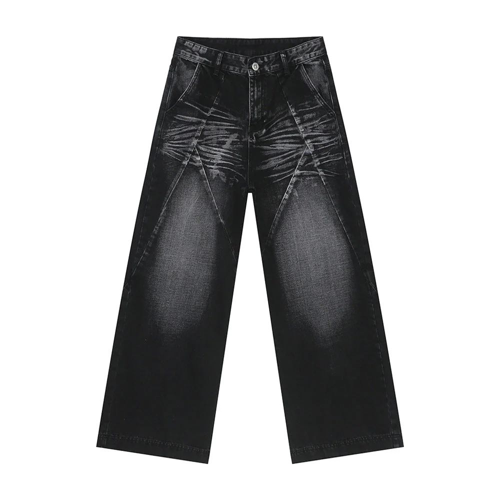 Washed Cat Whisker Straight Leg Jeans - Image 5