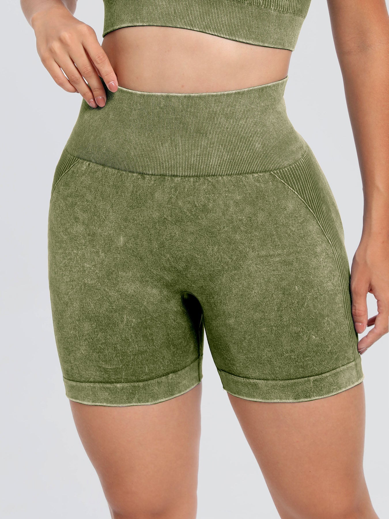 Washed High Waist Active Shorts - Image 17