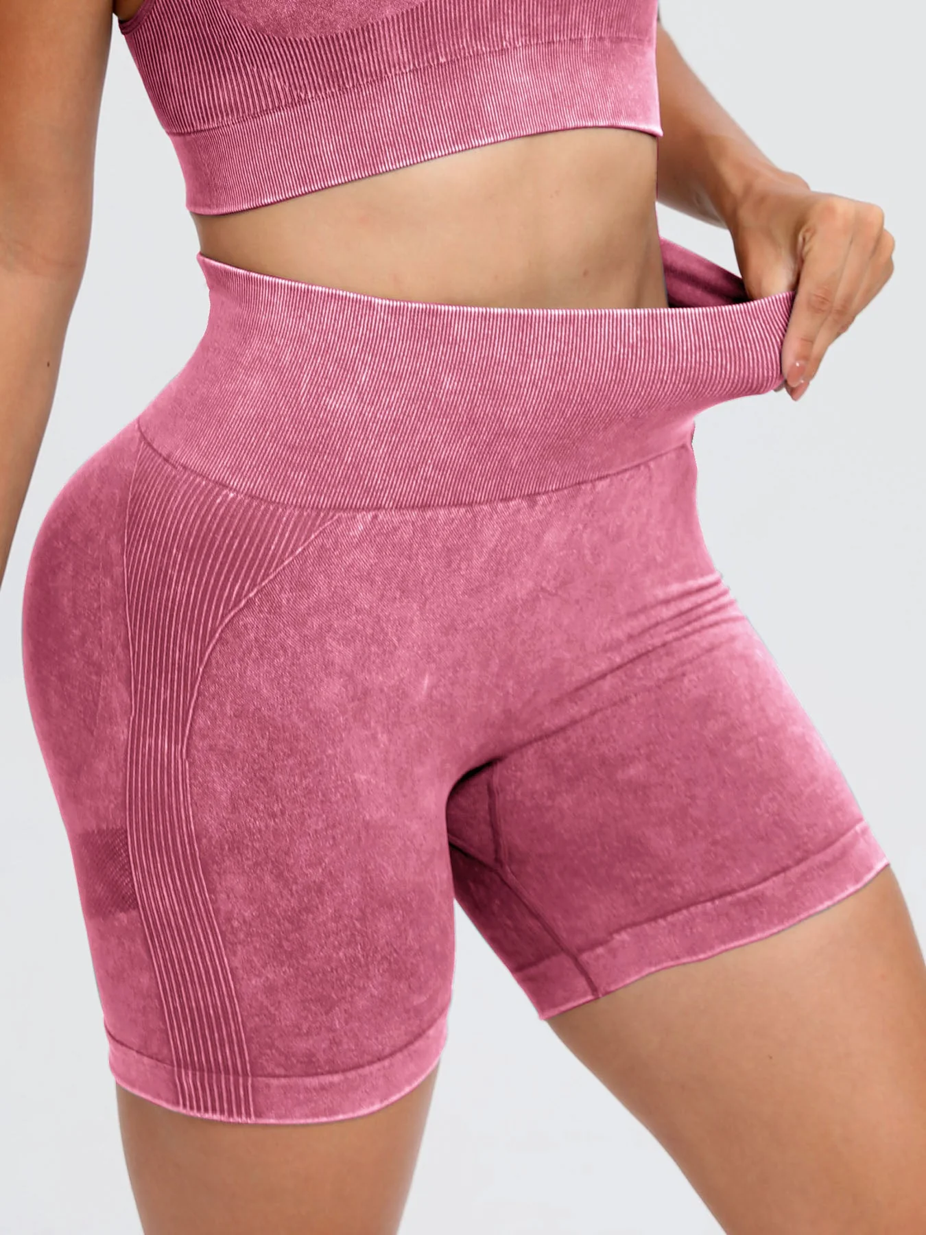 Washed High Waist Active Shorts - Image 20