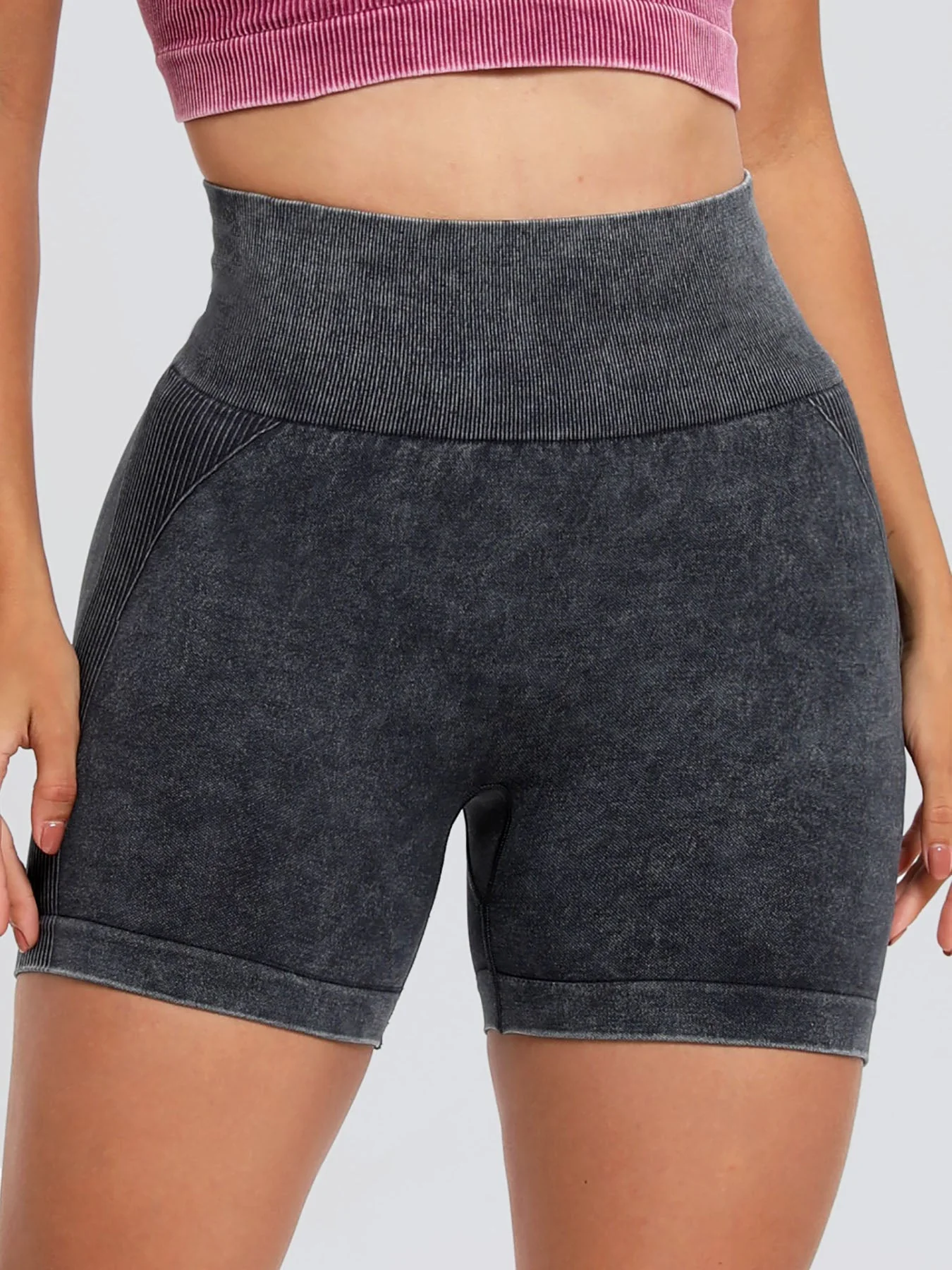 Washed High Waist Active Shorts - Image 3