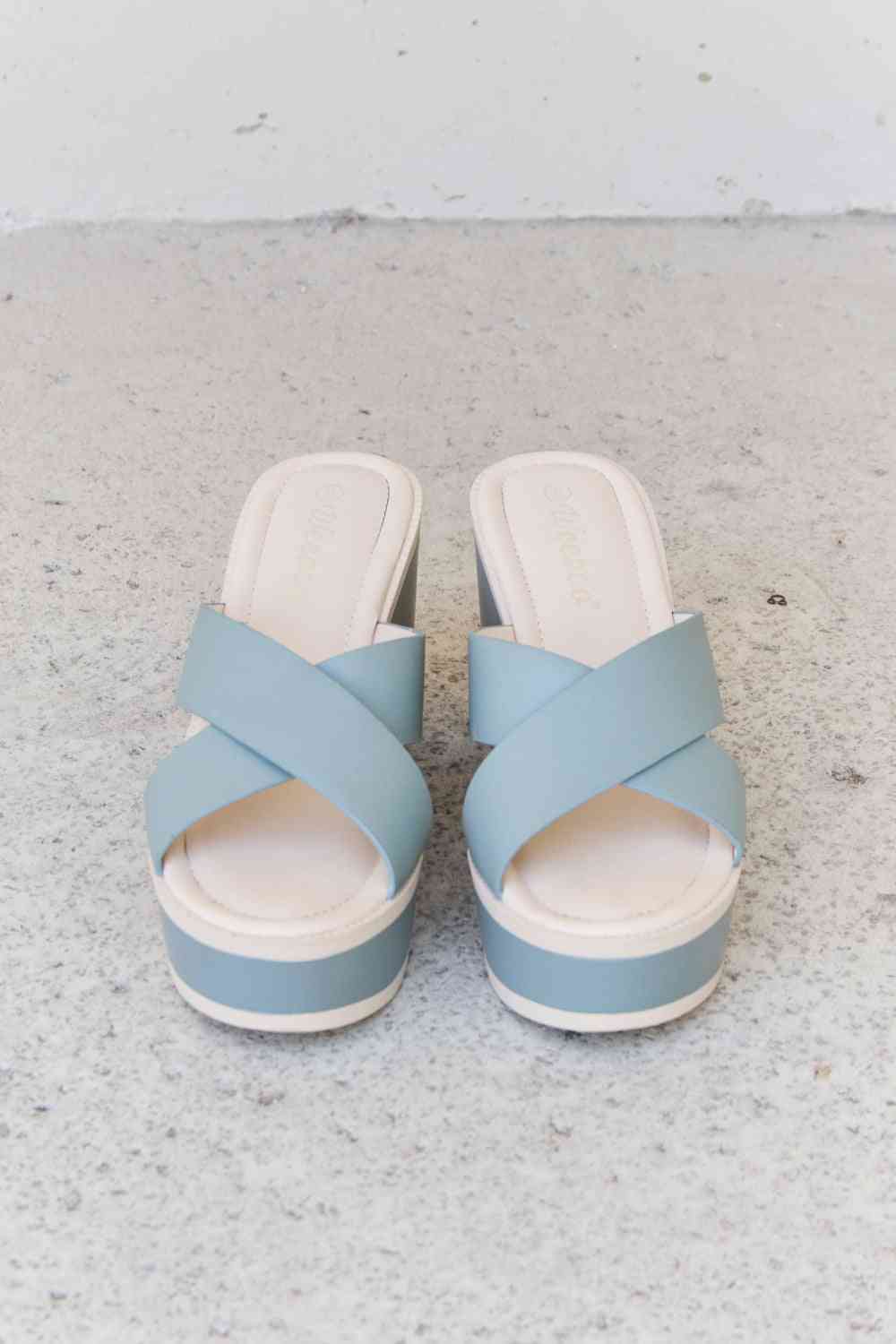 Weeboo Cherish The Moments Contrast Platform Sandals in Misty Blue - Image 6