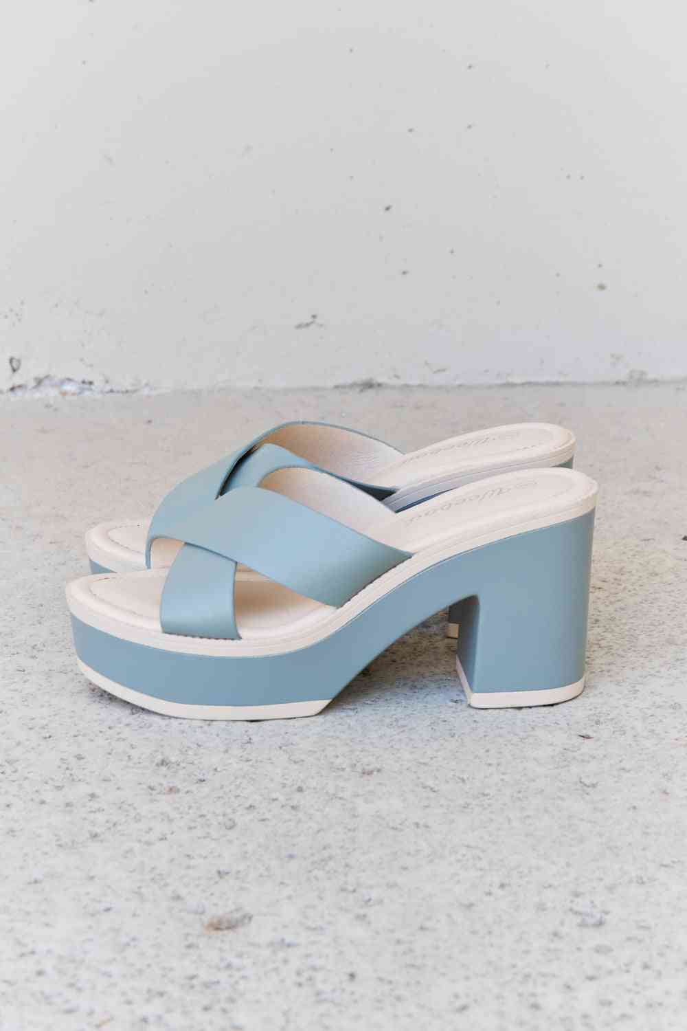 Weeboo Cherish The Moments Contrast Platform Sandals in Misty Blue - Image 8