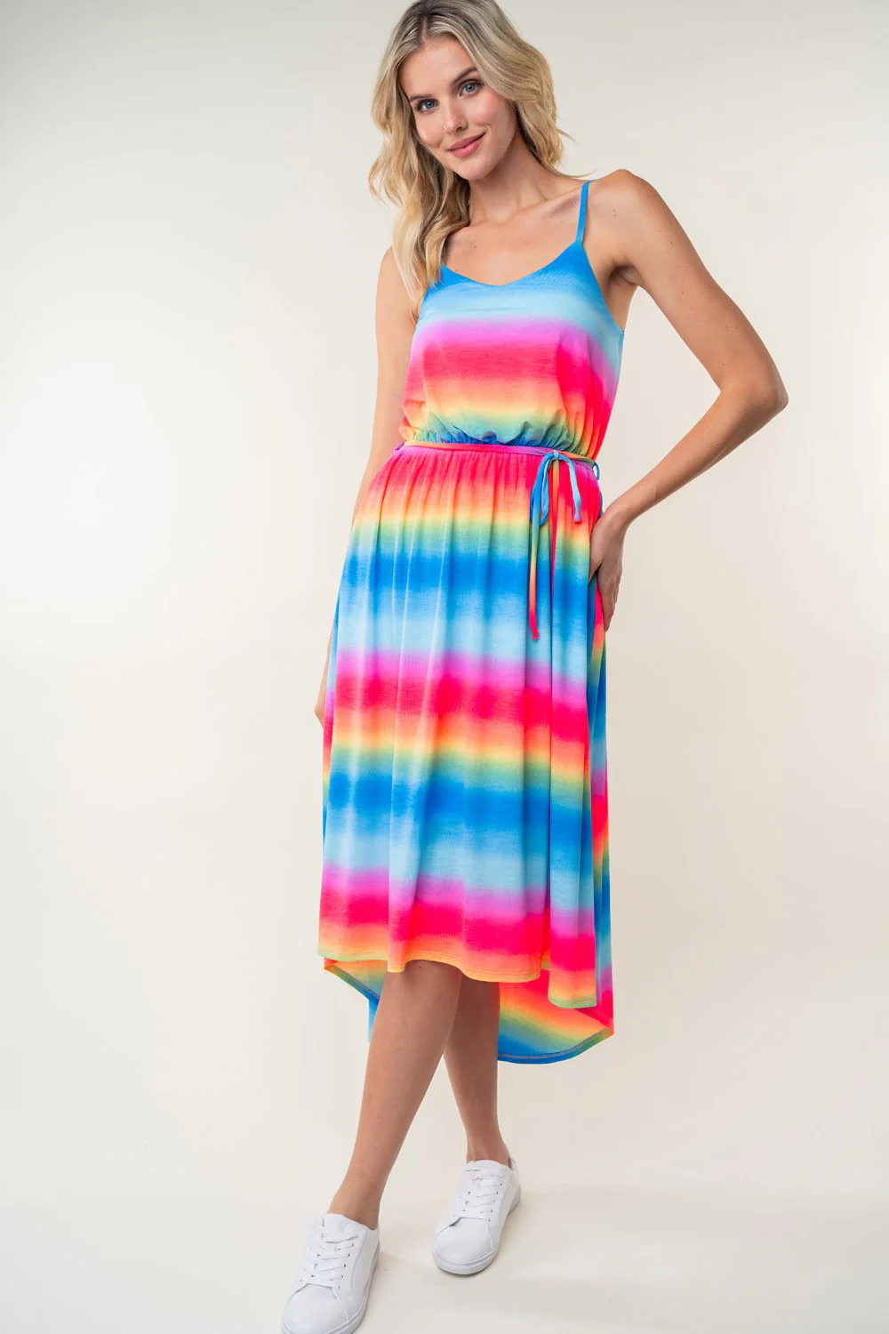 White Birch Full Size Ombre Striped Midi Cami Dress - Image 3