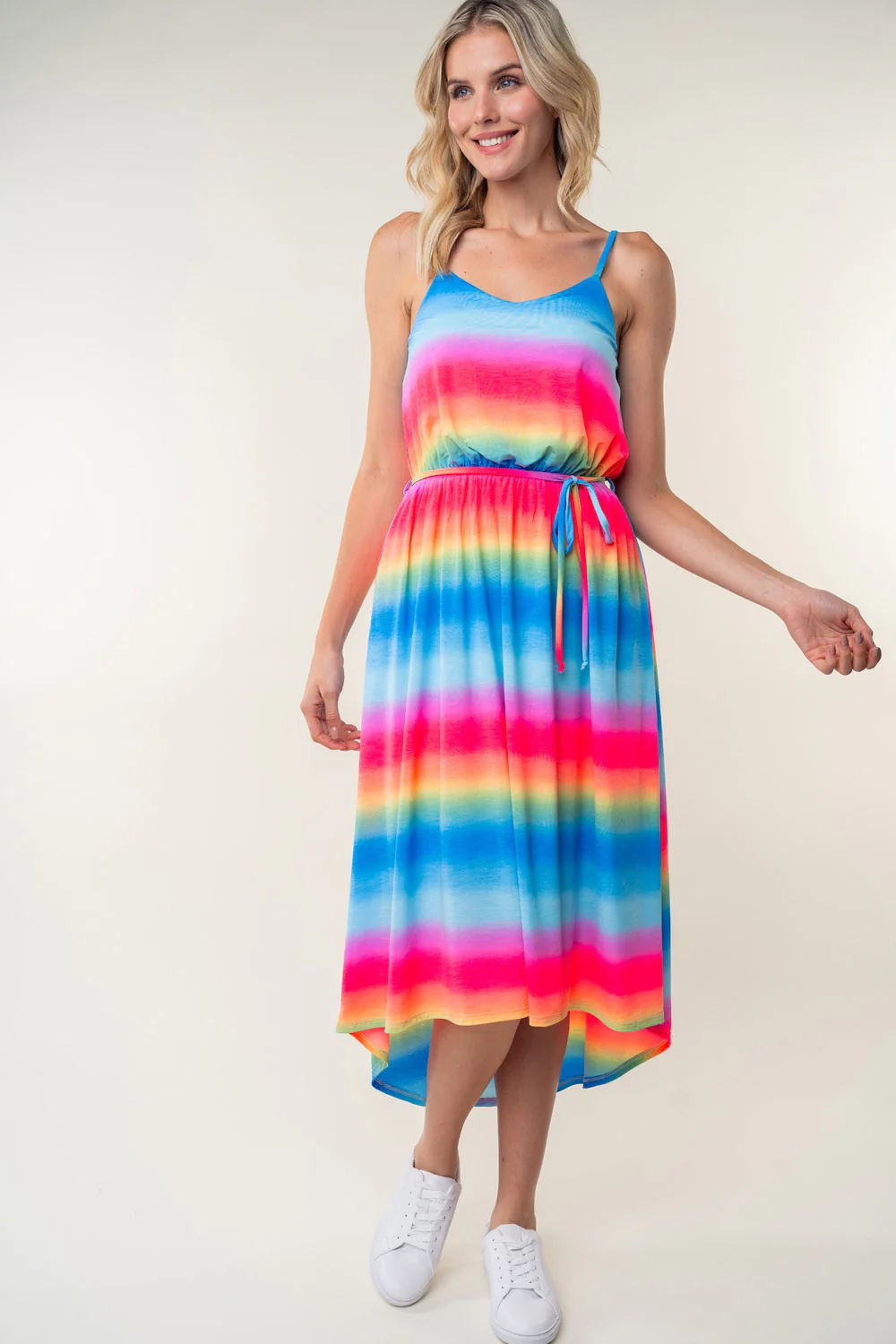 White Birch Full Size Ombre Striped Midi Cami Dress - Image 4