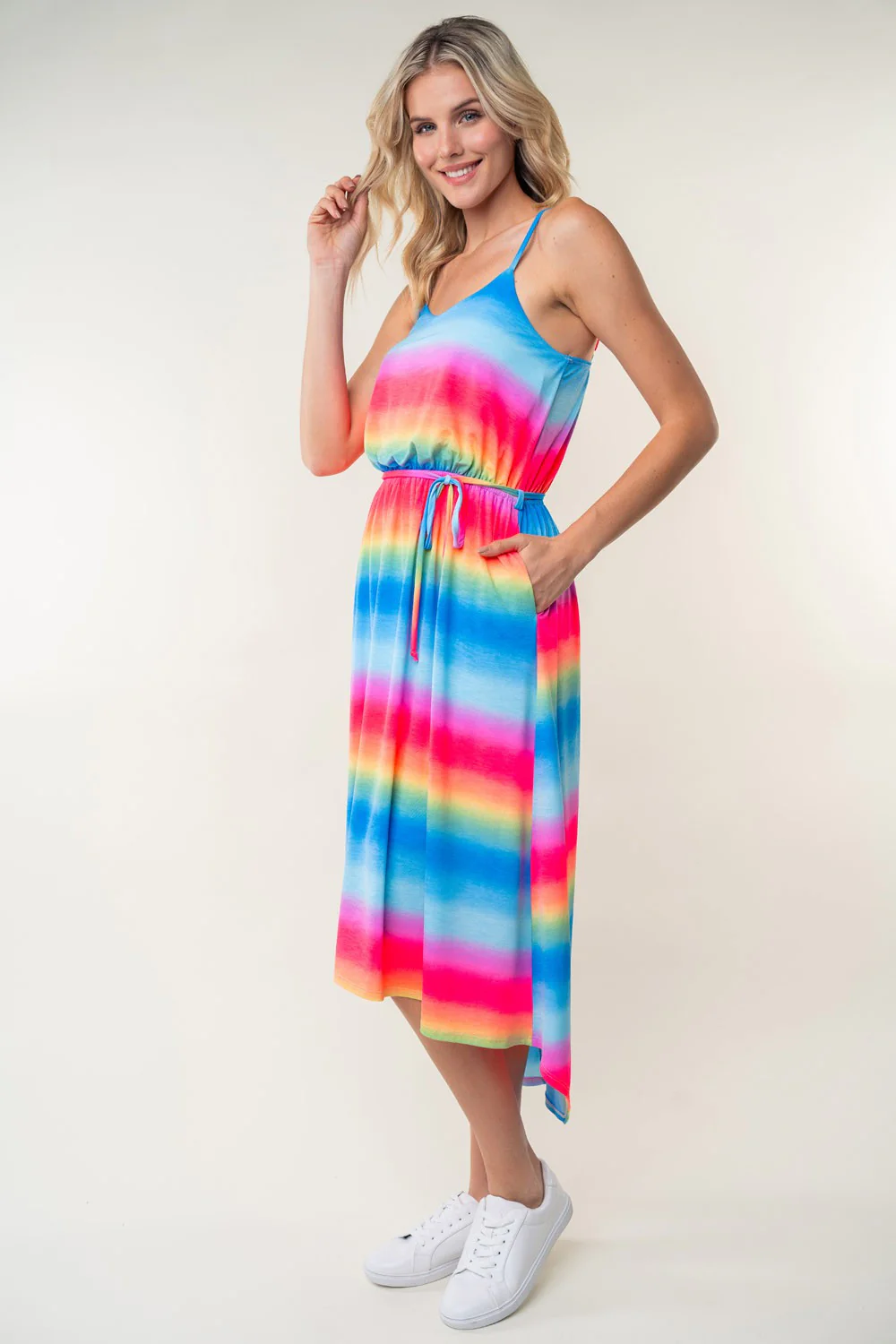 White Birch Full Size Ombre Striped Midi Cami Dress - Image 5