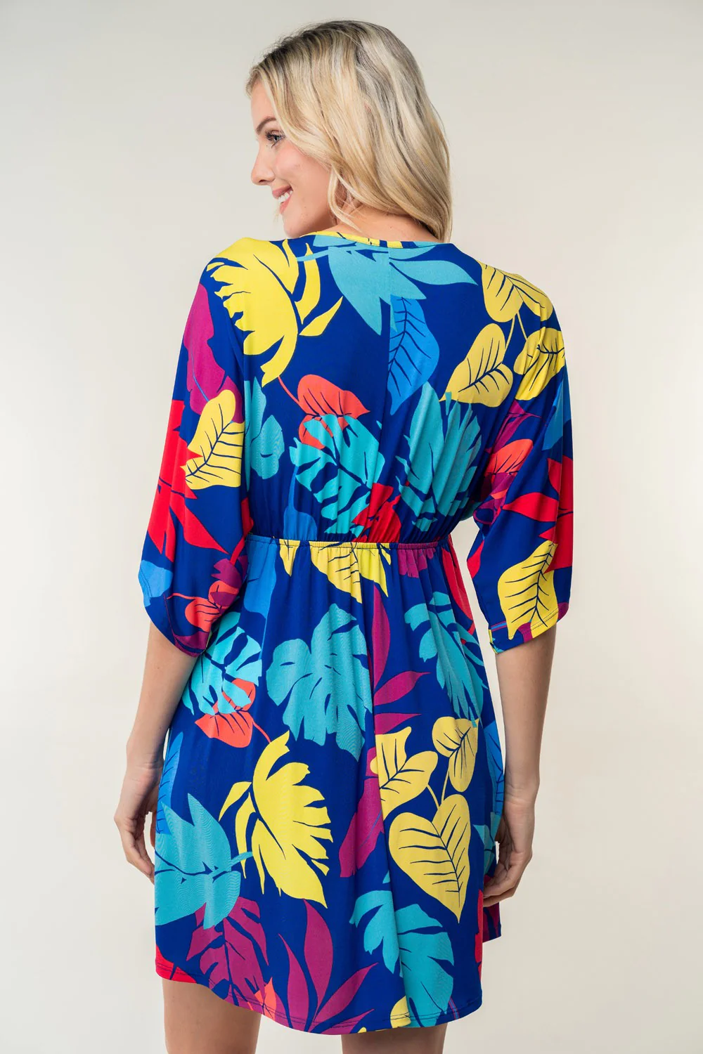 White Birch Full Size Printed V-Neck Mini Dress - Image 2