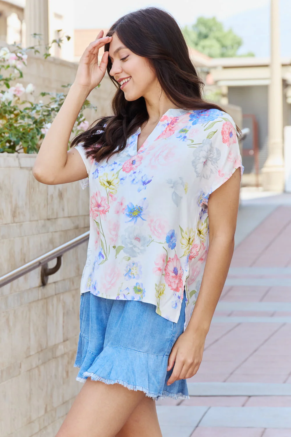 White Birch One And Only Full Size Short Sleeve Floral Print Top - Image 8