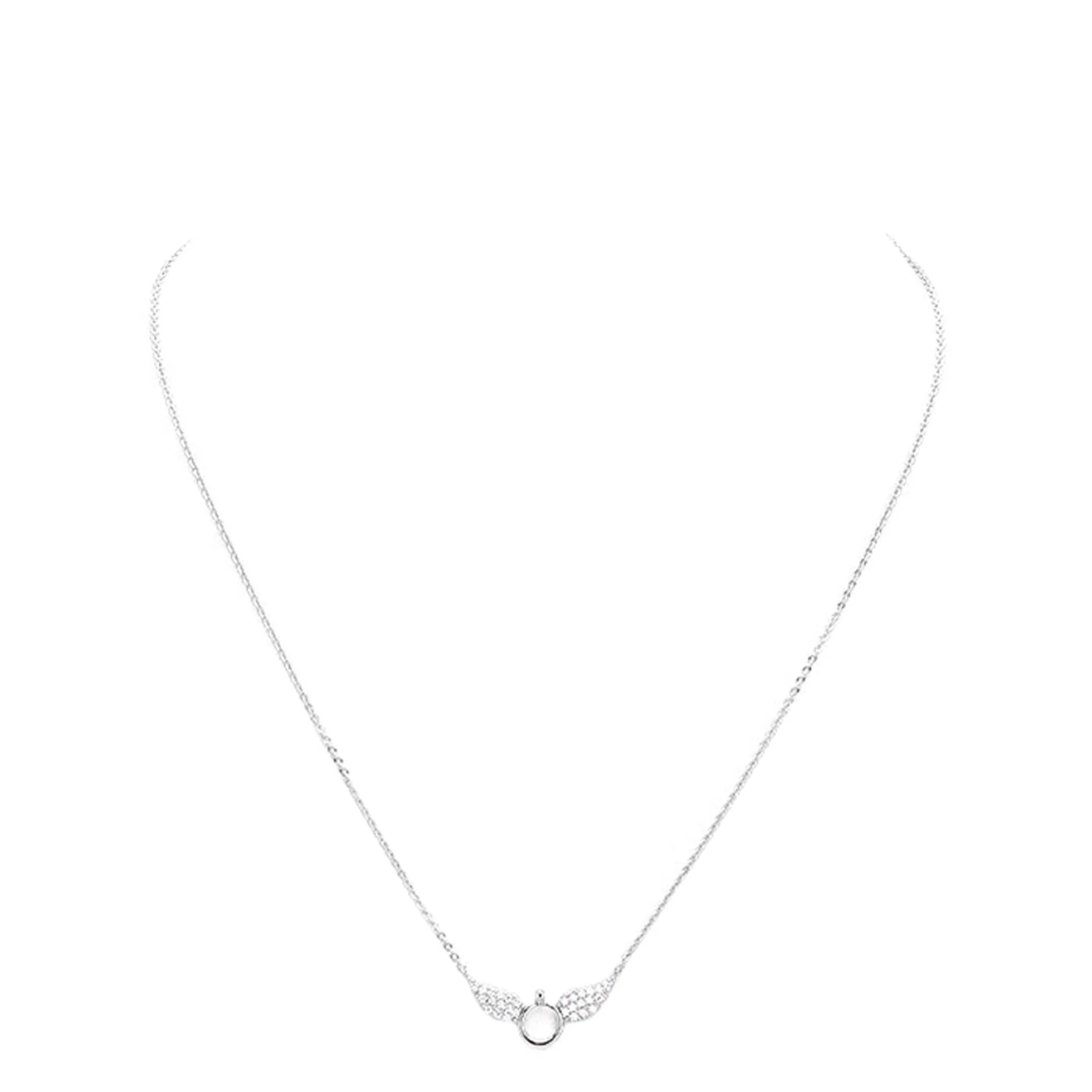 White Gold Dipped Cubic Zirconia Wings Pendant Necklace by Madeline Love - Image 2