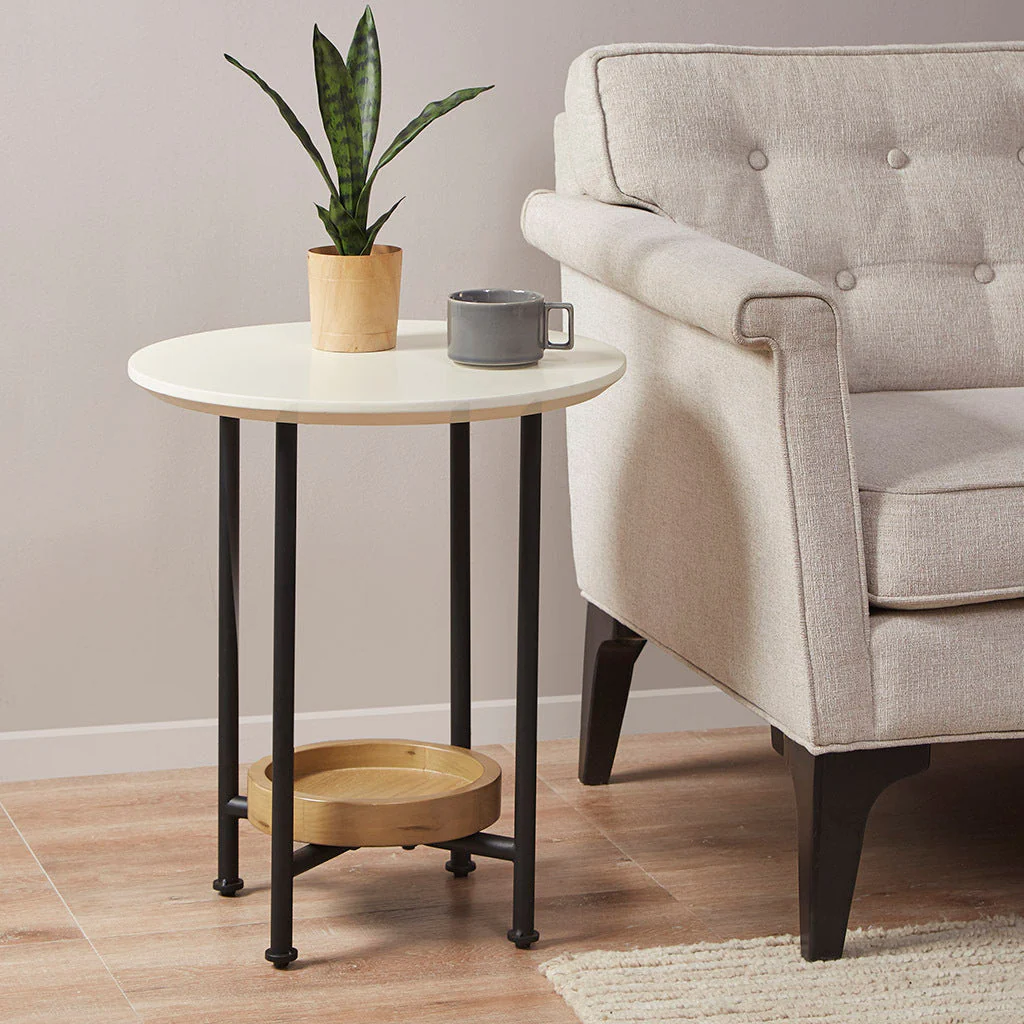 White/Natural End Table by Blak Hom - Image 2