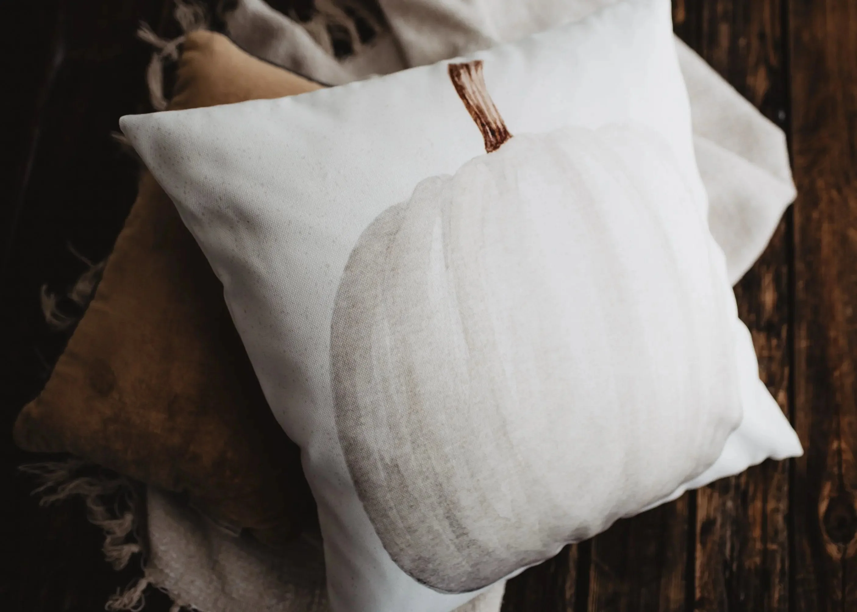 White Straight Stem Pumpkin Pillow Cover |   Primitive Farmhouse Decor | Farmhouse Pillows | Country Decor | Fall Throw Pillows | Gift by UniikPillows - Image 2