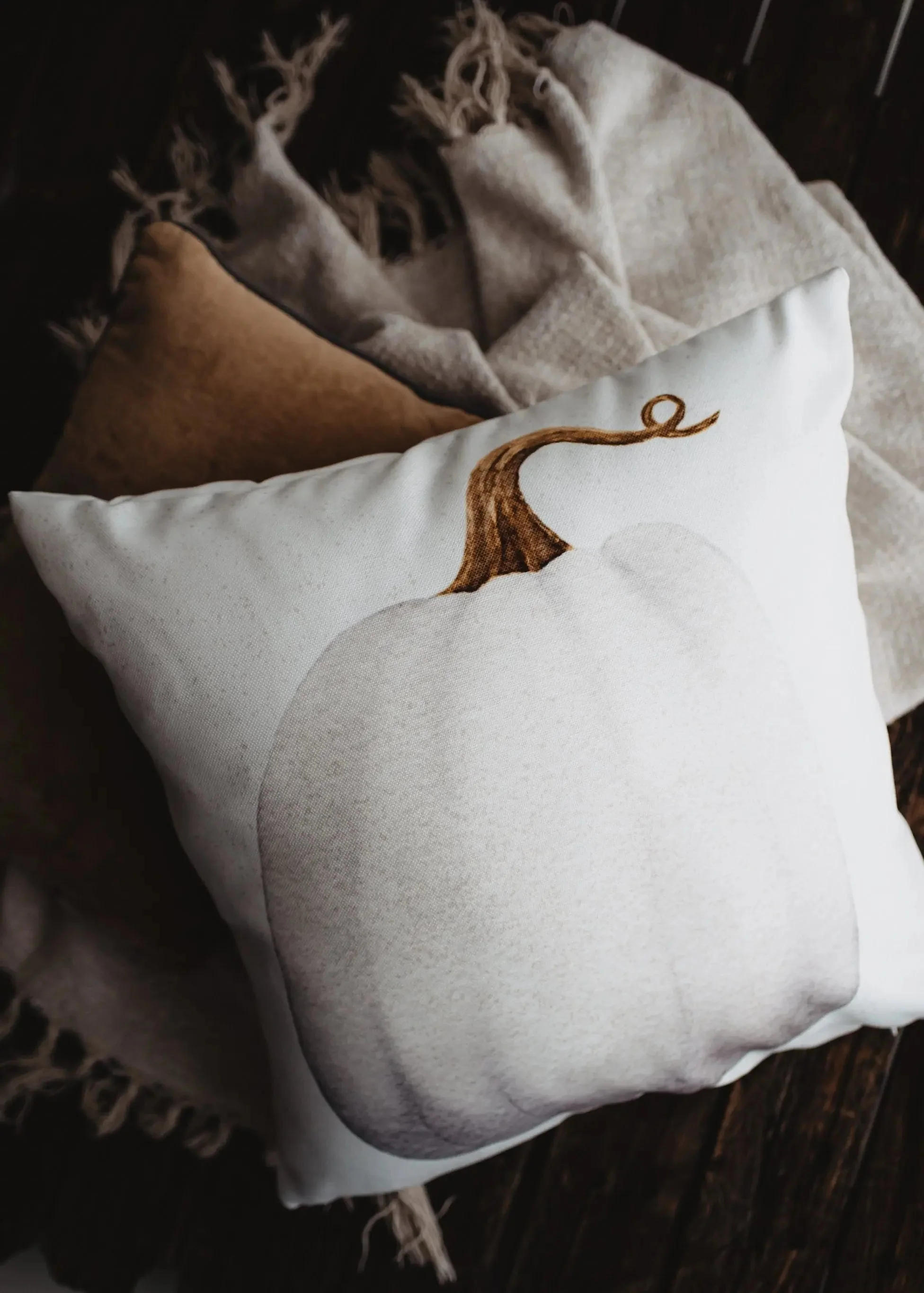 White Straight Stem Pumpkin Pillow Cover |   Primitive Farmhouse Decor | Farmhouse Pillows | Country Decor | Fall Throw Pillows | Gift by UniikPillows - Image 4