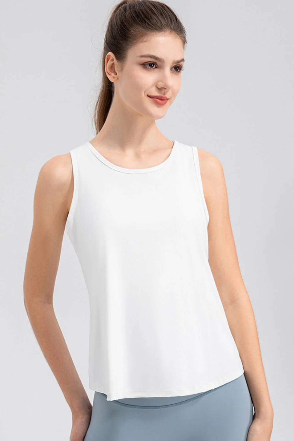 Wide Strap Round Neck Active Tank - Image 12