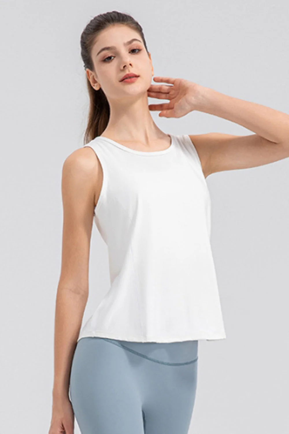 Wide Strap Round Neck Active Tank - Image 14
