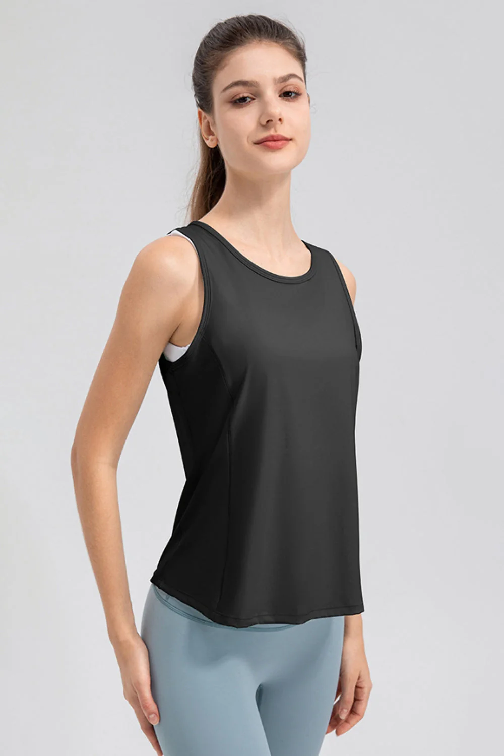 Wide Strap Round Neck Active Tank - Image 3