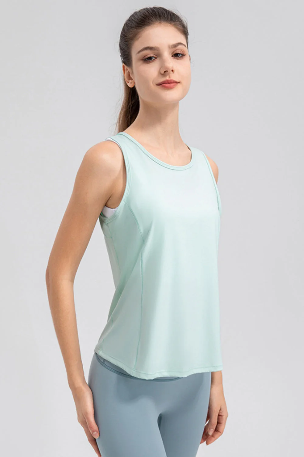 Wide Strap Round Neck Active Tank - Image 9