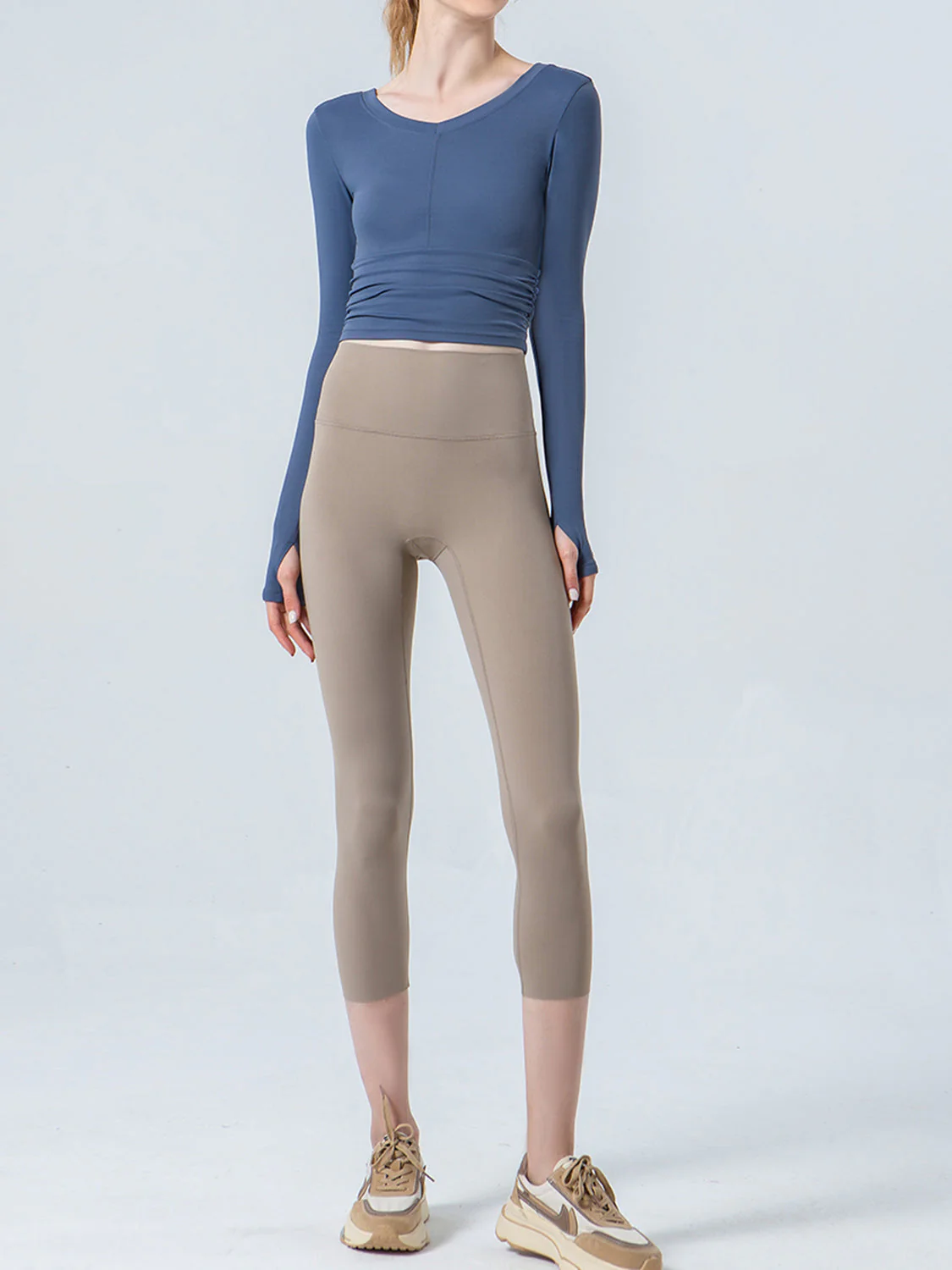 Wide Waistband Cropped Sports Leggings - Image 12
