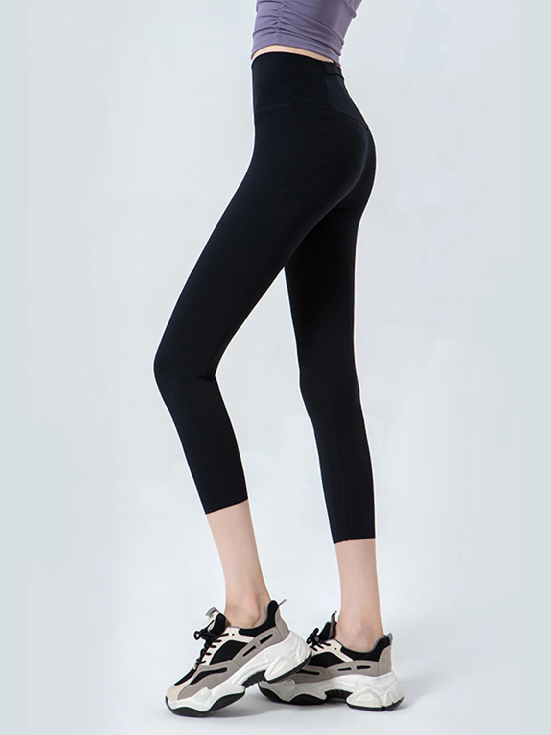 Wide Waistband Cropped Sports Leggings - Image 9