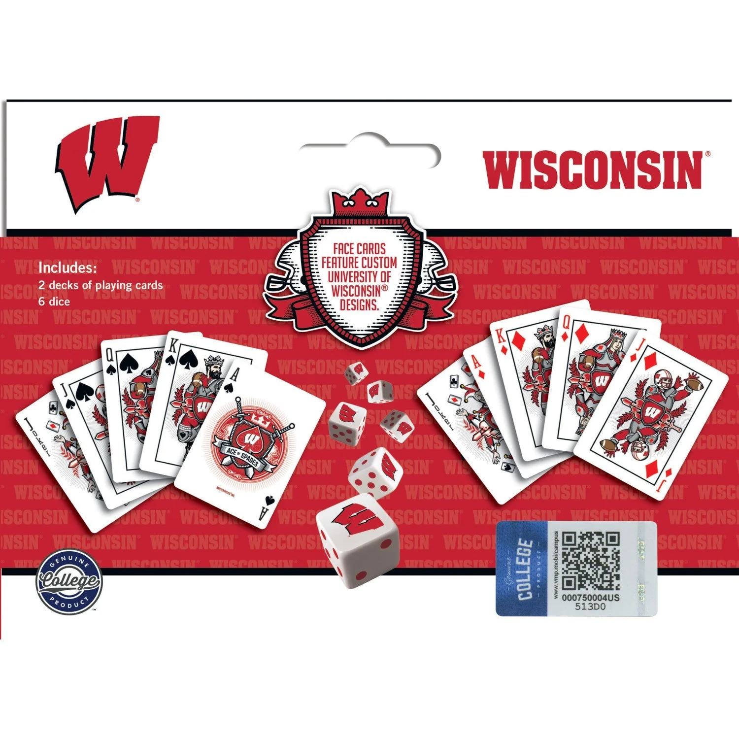 Wisconsin Badgers - 2-Pack Playing Cards & Dice Set by MasterPieces Puzzle Company INC - Image 3